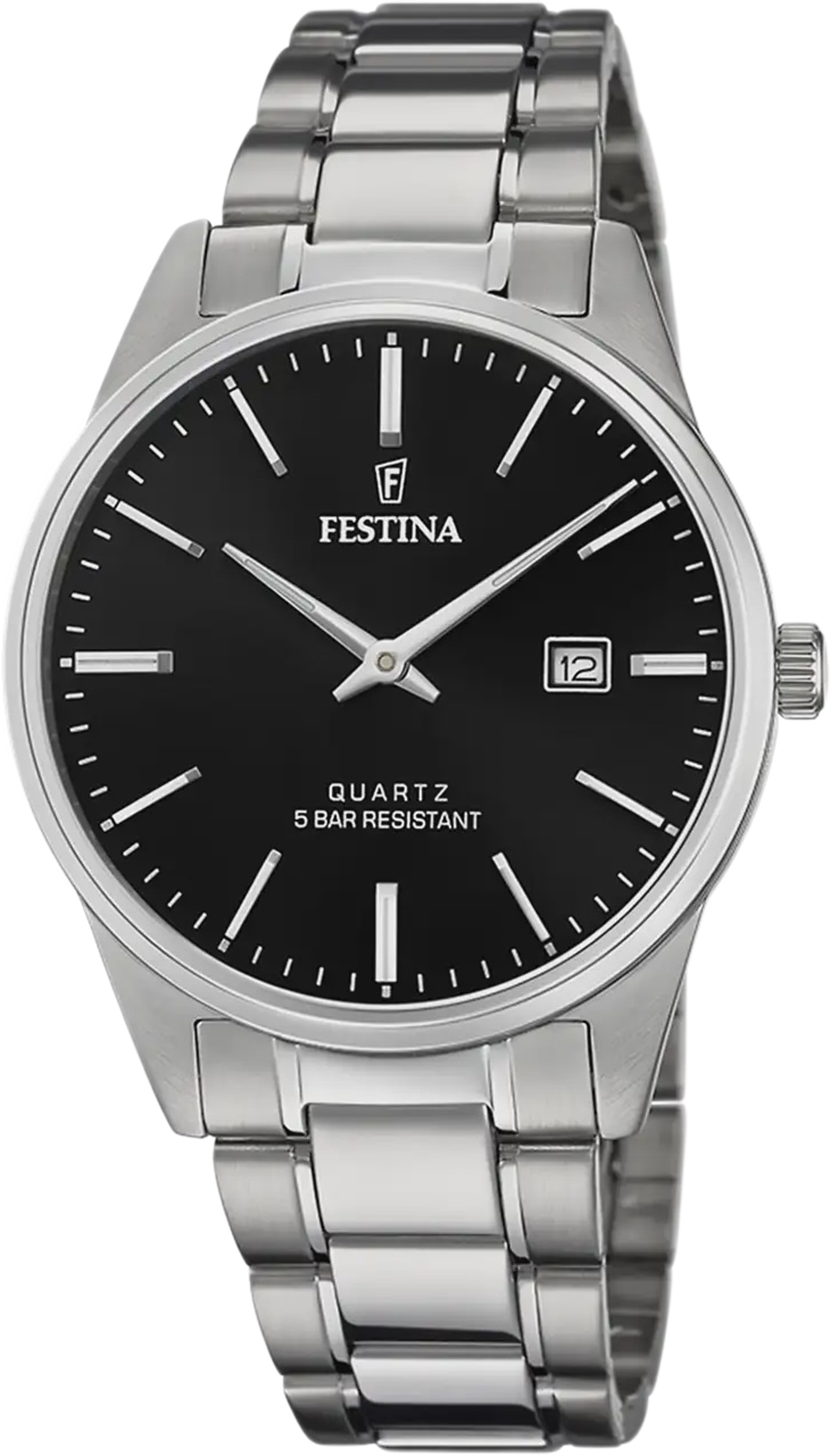 Festina Classic Herrklocka Svart/stl, Metallband - F20511/4, från Festina, i färgen silver. Klicka för att öppna bilden i stort format