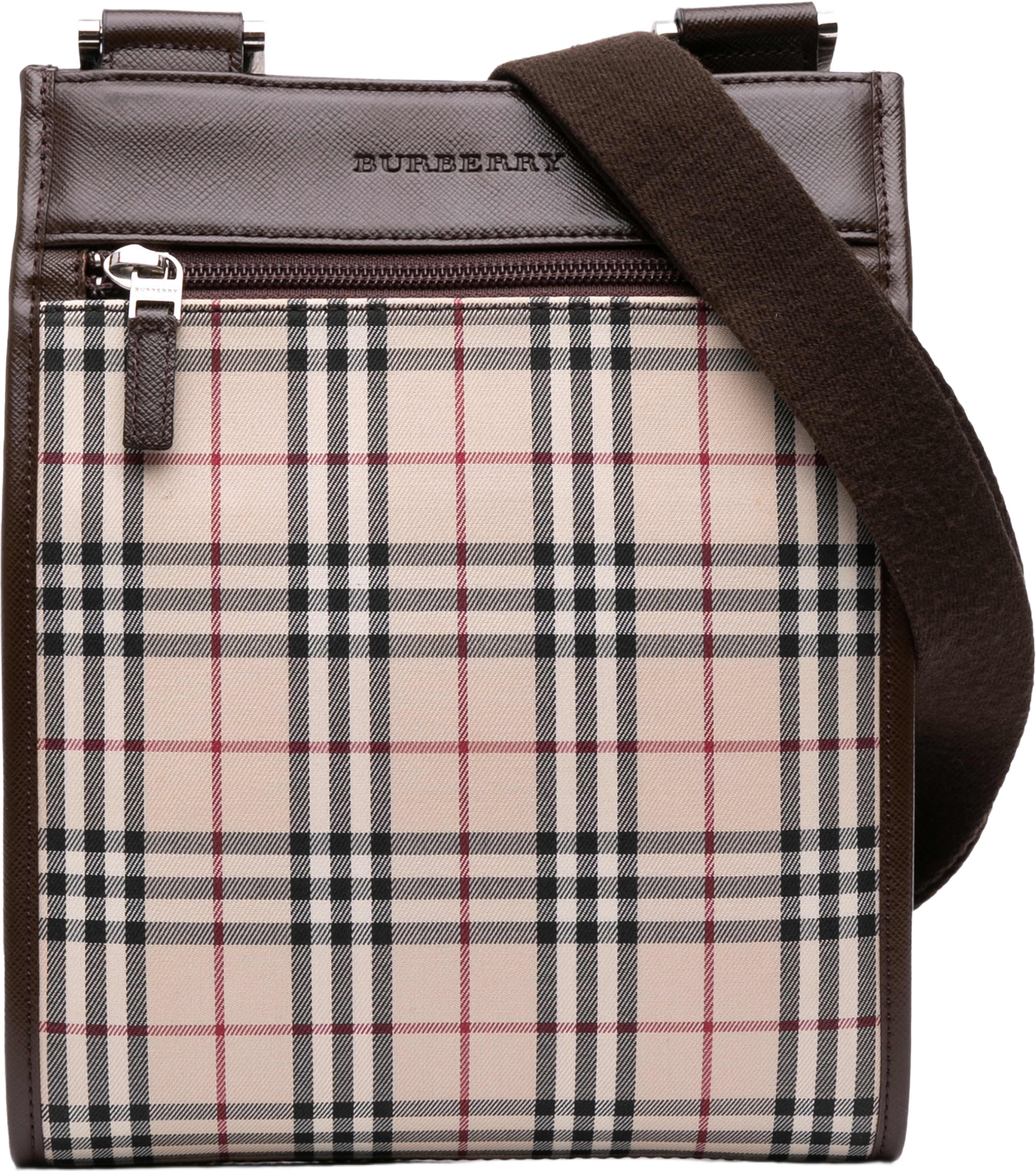 Burberry House Check Canvas Crossbody, från Luxclusif, i färgen beige. Klicka för att öppna bilden i stort format