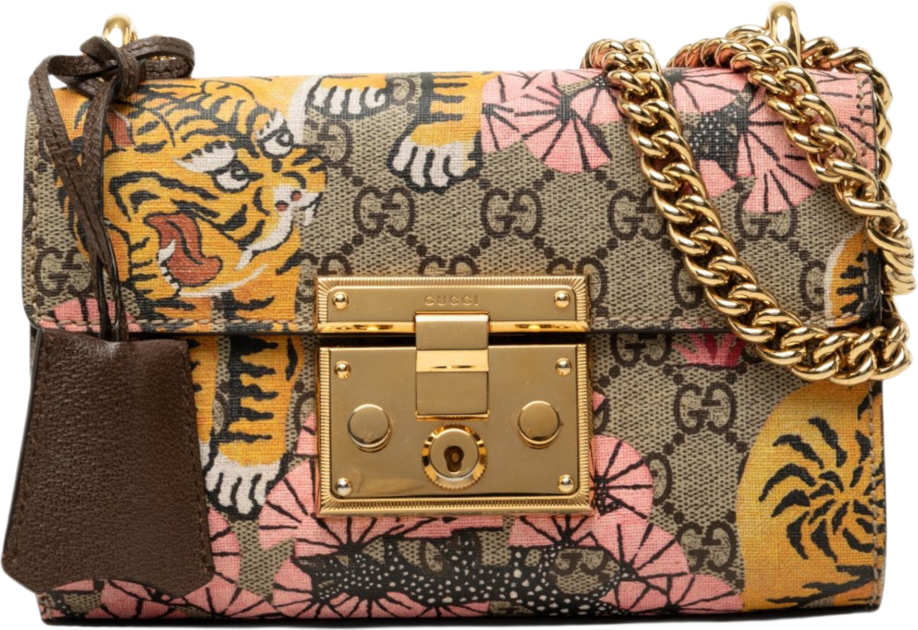 Gucci Small Gg Supreme Bengal Padlock Crossbody, från Luxclusif, i färgen beige. Klicka för att öppna bilden i stort format