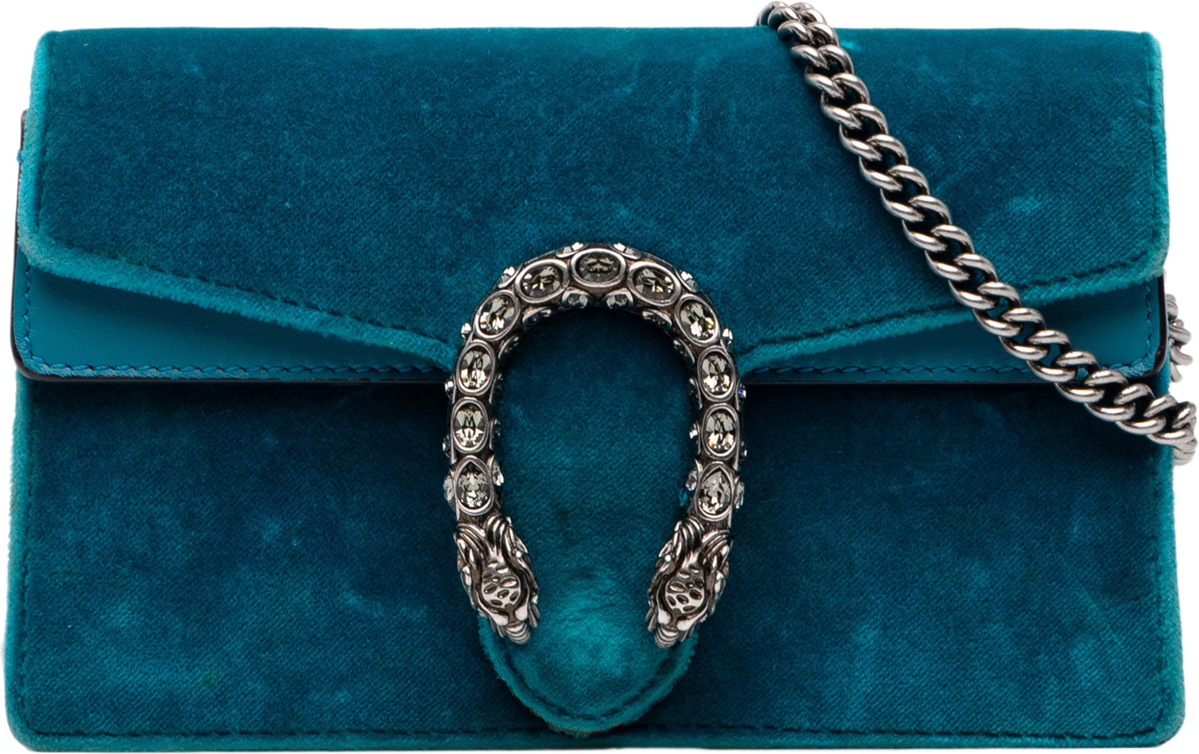 Gucci Mini Velvet Dionysus Crossbody, från Luxclusif, i färgen blå. Klicka för att öppna bilden i stort format
