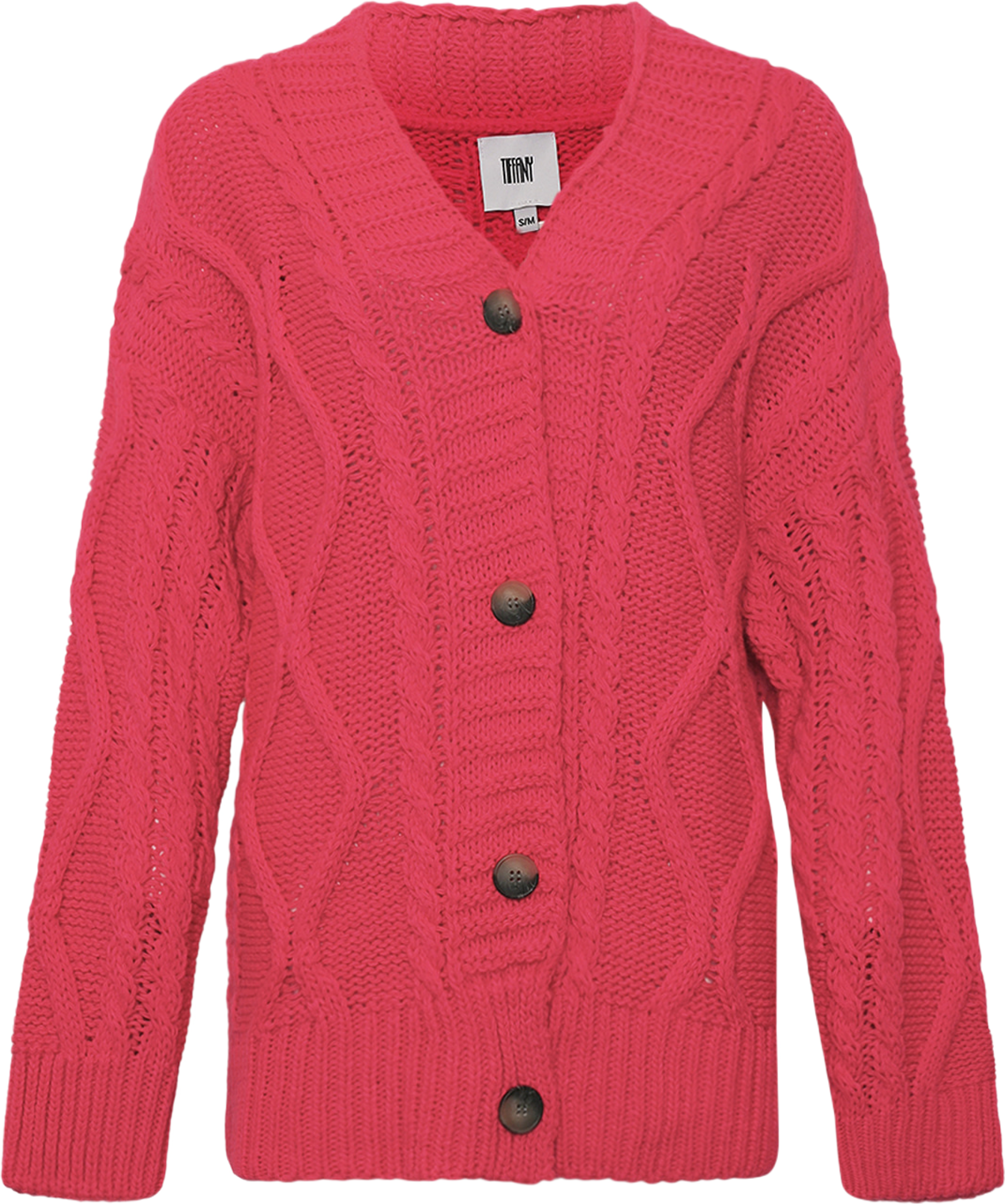 Carla, Long Cardigan Knit - Shocking Pink
