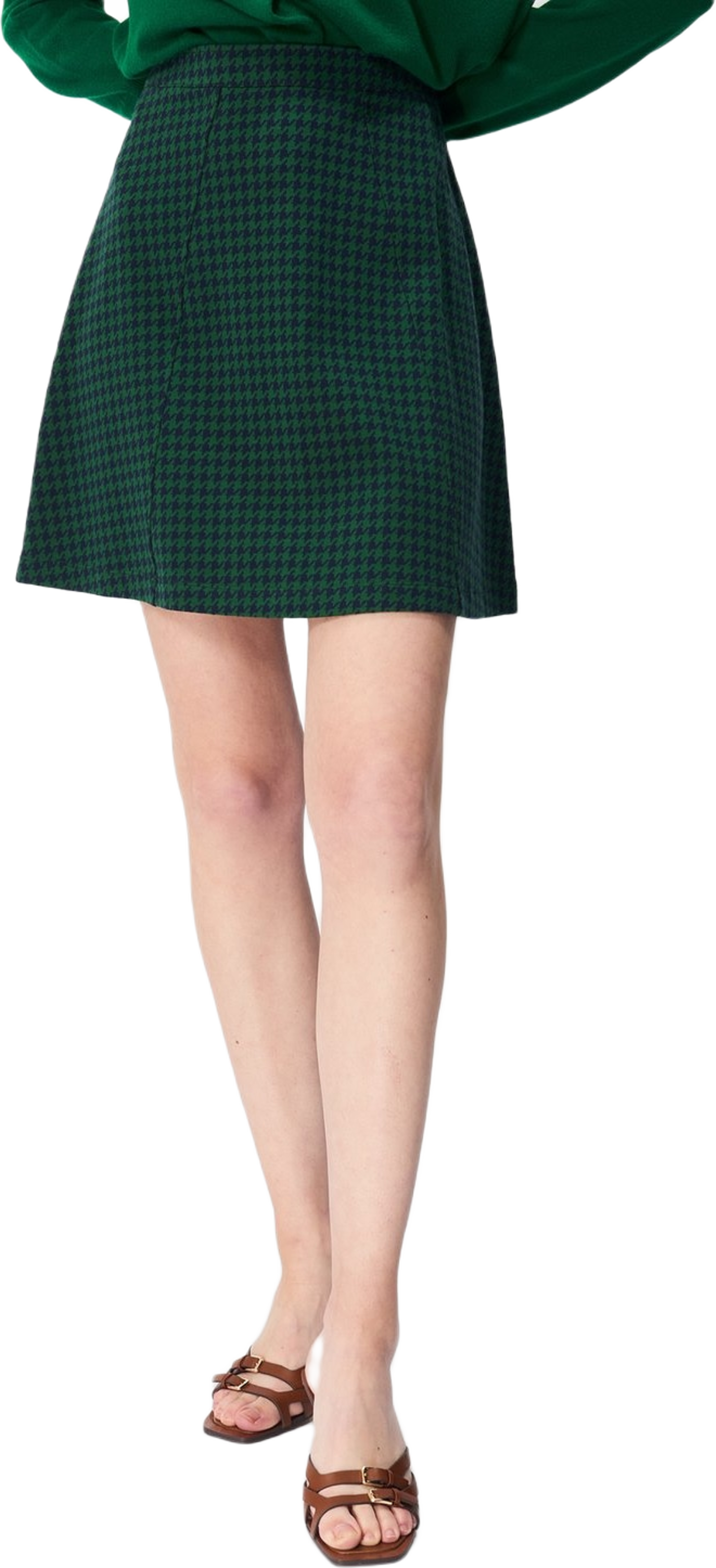 - Madeleine Dogtooth Skirt Darkgreen