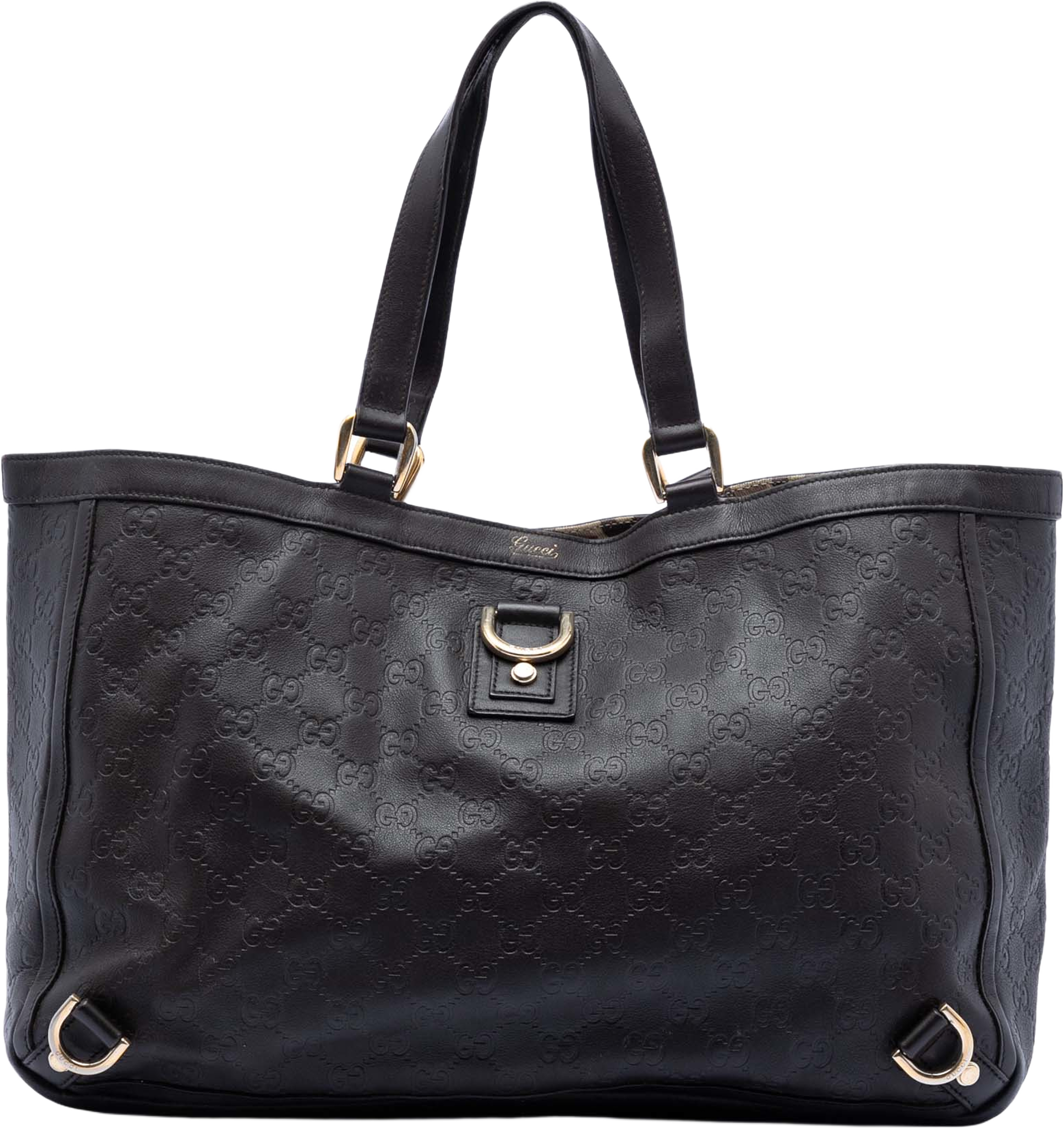 Gucci Guccissima Abbey D Ring Tote, från Luxclusif, i färgen dark brown. Klicka för att öppna bilden i stort format