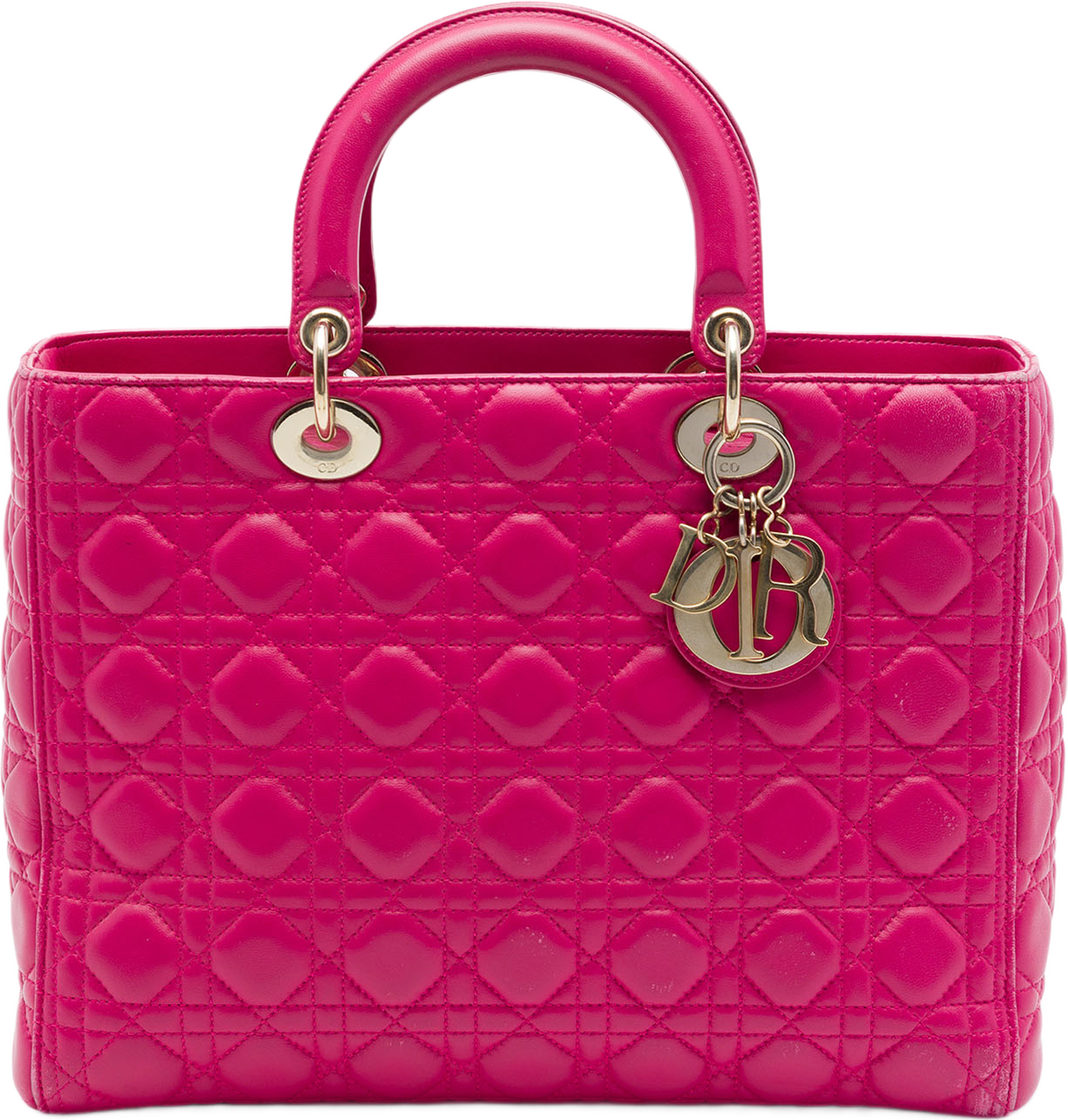 Dior Large Lambskin Cannage Lady Dior, från Luxclusif, i färgen rosa. Klicka för att öppna bilden i stort format