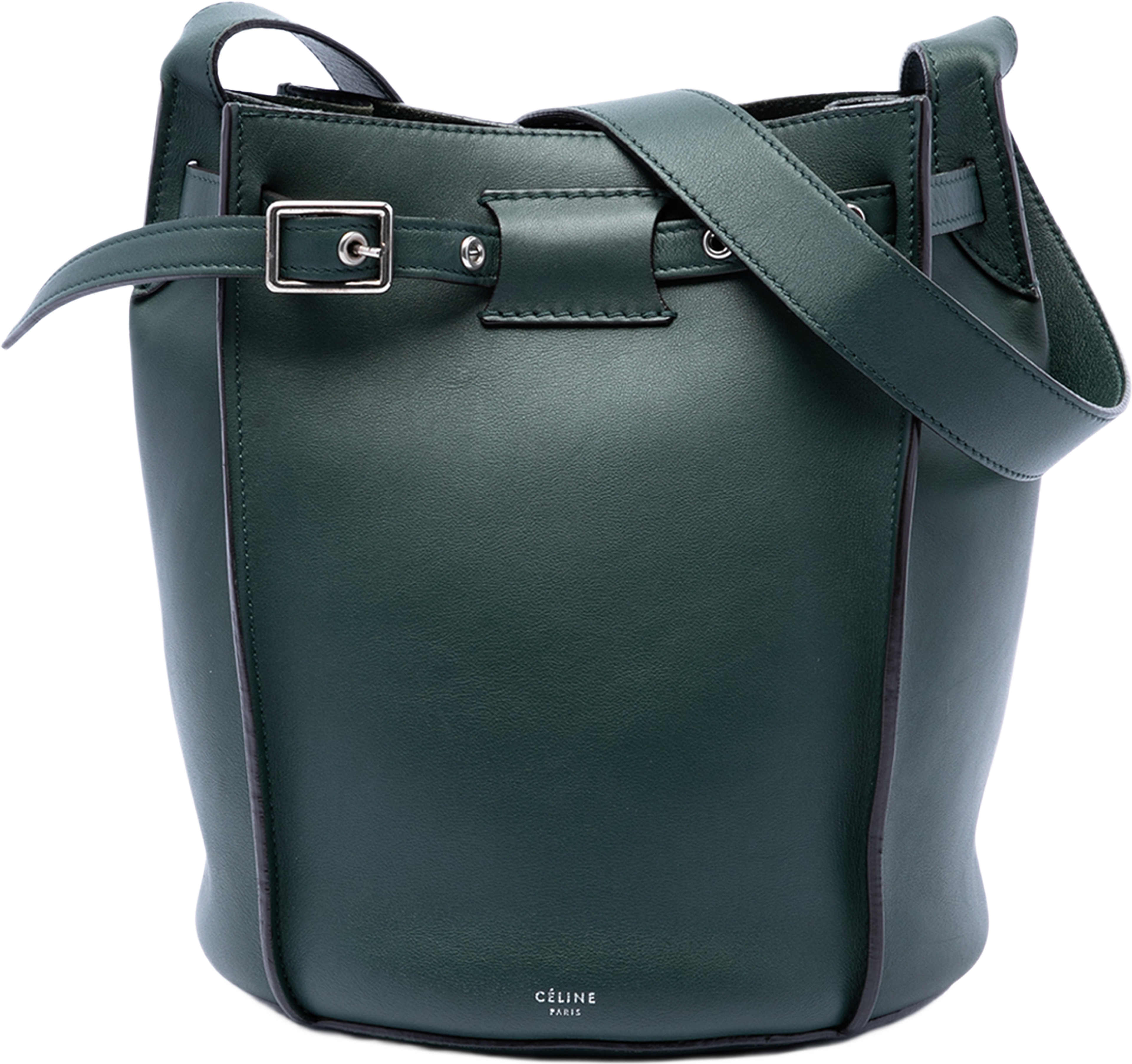 Celine Leather Big Bag Bucket Crossbody, från Luxclusif, i färgen grön. Klicka för att öppna bilden i stort format