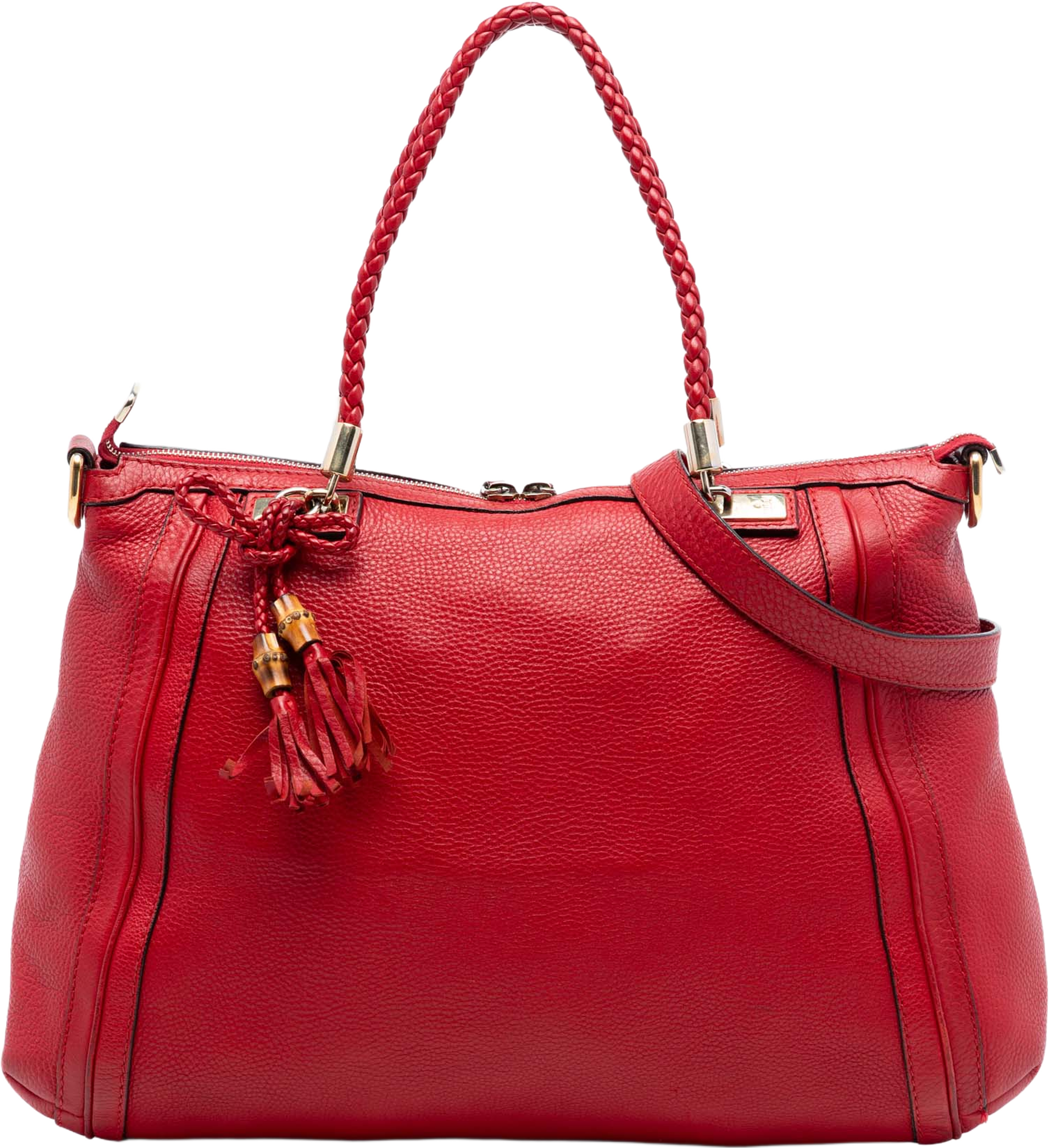 Gucci Calfskin Bella Satchel, från Luxclusif, i färgen red. Klicka för att öppna bilden i stort format