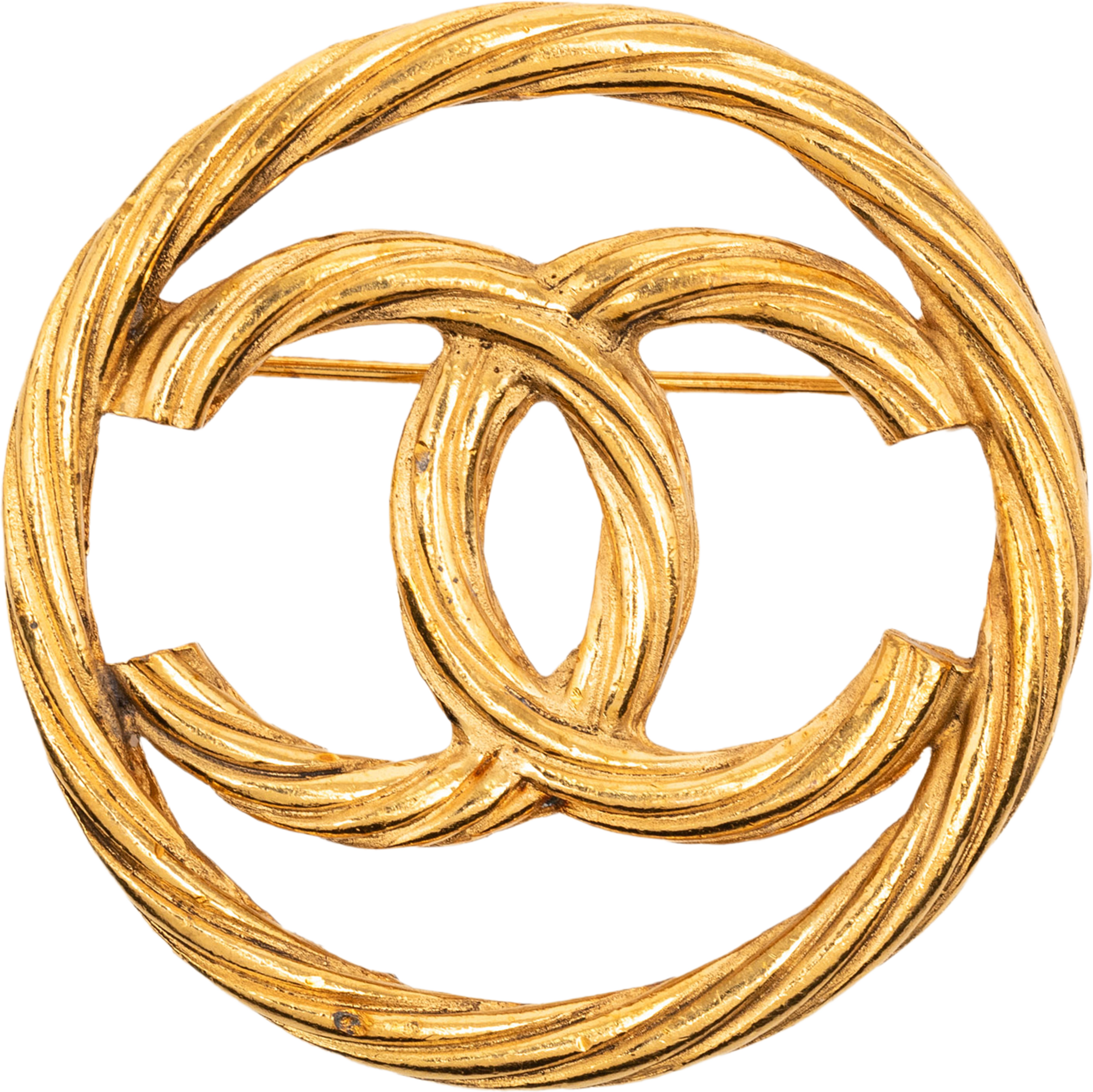Chanel Cc Gold Plated Round Rope Brooch, från Luxclusif, i färgen gold. Klicka för att öppna bilden i stort format