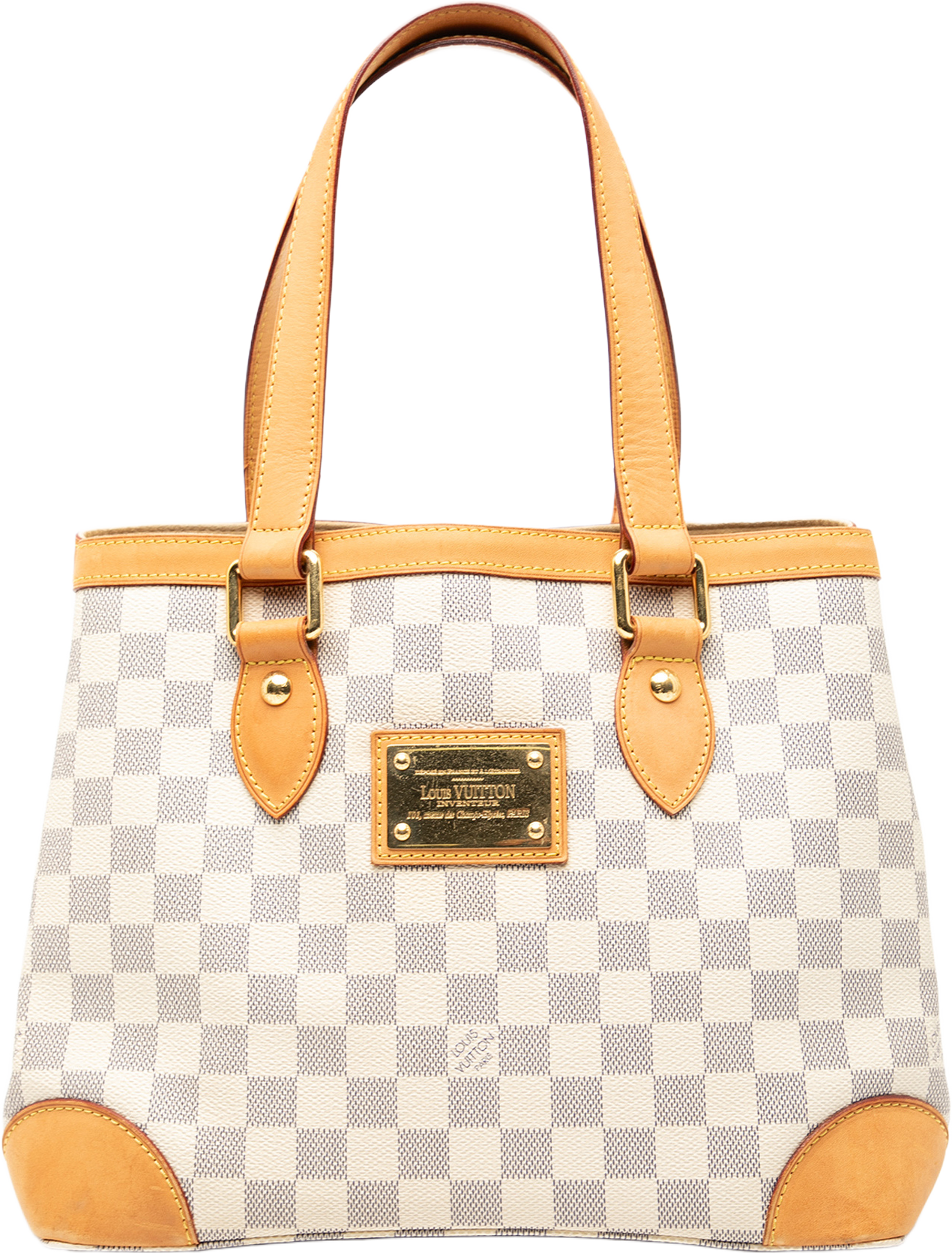 Louis Vuitton Damier Azur Hampstead Pm, från Luxclusif, i färgen white. Klicka för att öppna bilden i stort format