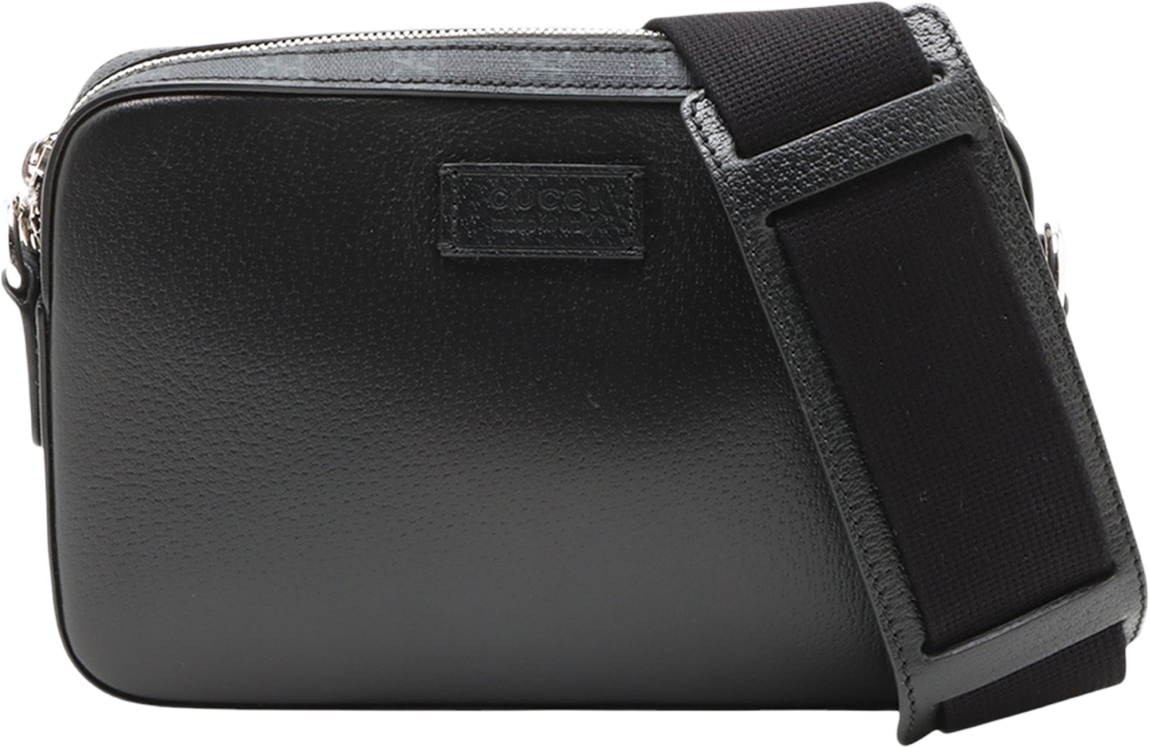 Gucci Gg Supreme Trimmed Calfskin Crossbody, från Luxclusif, i färgen black. Klicka för att öppna bilden i stort format