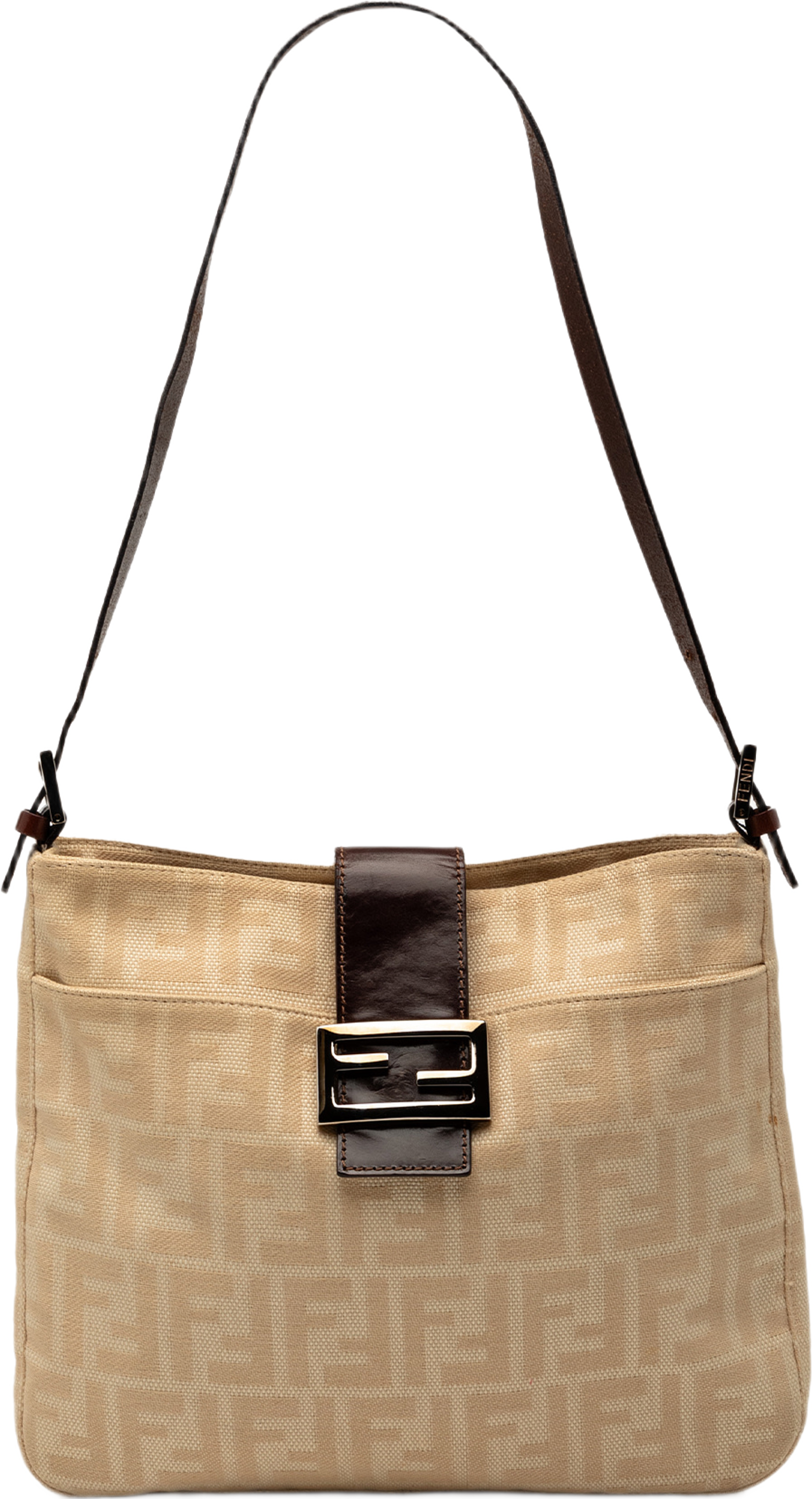 Fendi Zucca Canvas Shoulder Bag, från Luxclusif, i färgen light beige. Klicka för att öppna bilden i stort format