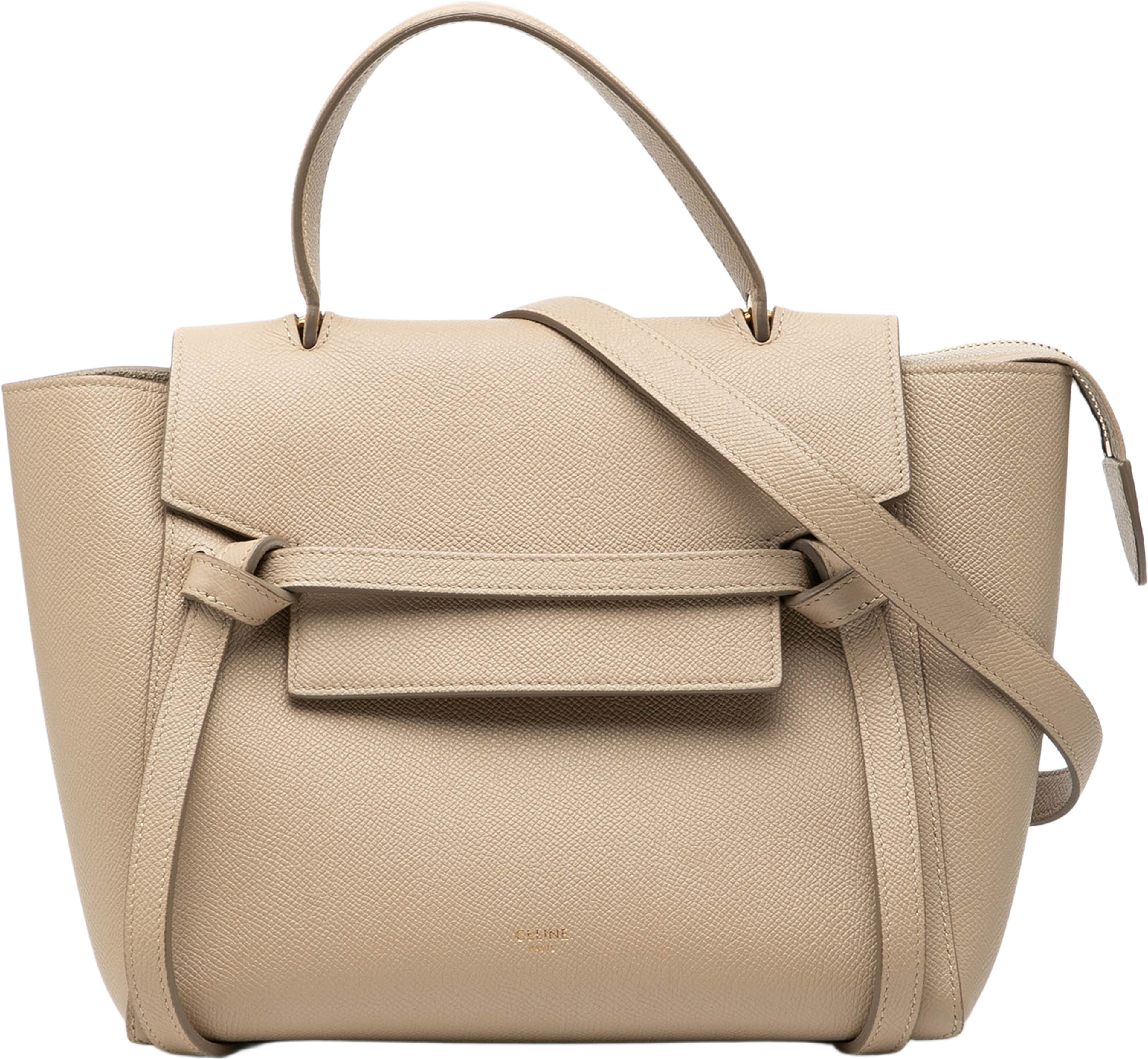 Celine Micro Grained Calfskin Belt Bag, från Luxclusif, i färgen beige. Klicka för att öppna bilden i stort format