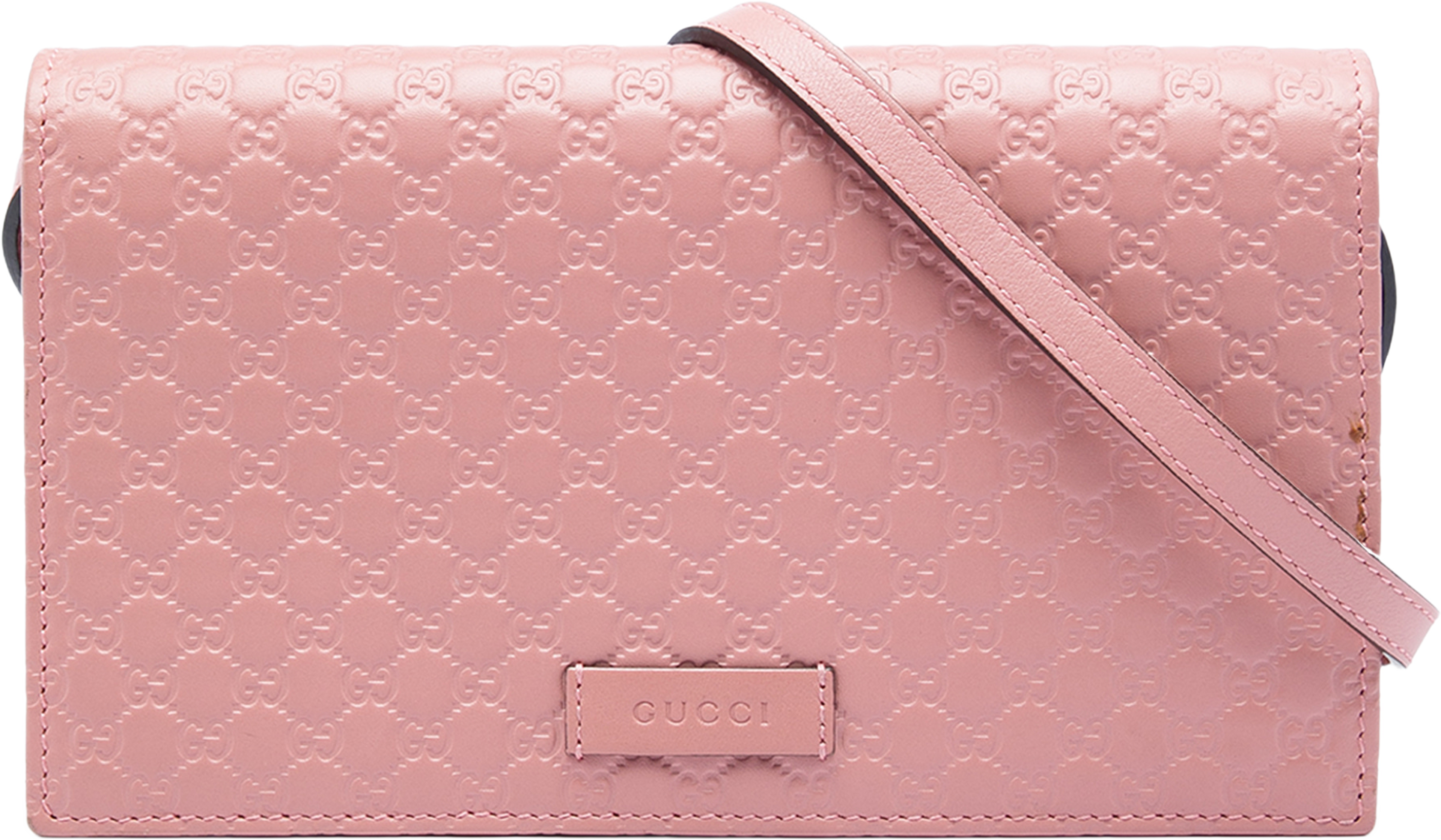 Gucci Microguccissima Wallet On Strap, från Luxclusif, i färgen rosa. Klicka för att öppna bilden i stort format