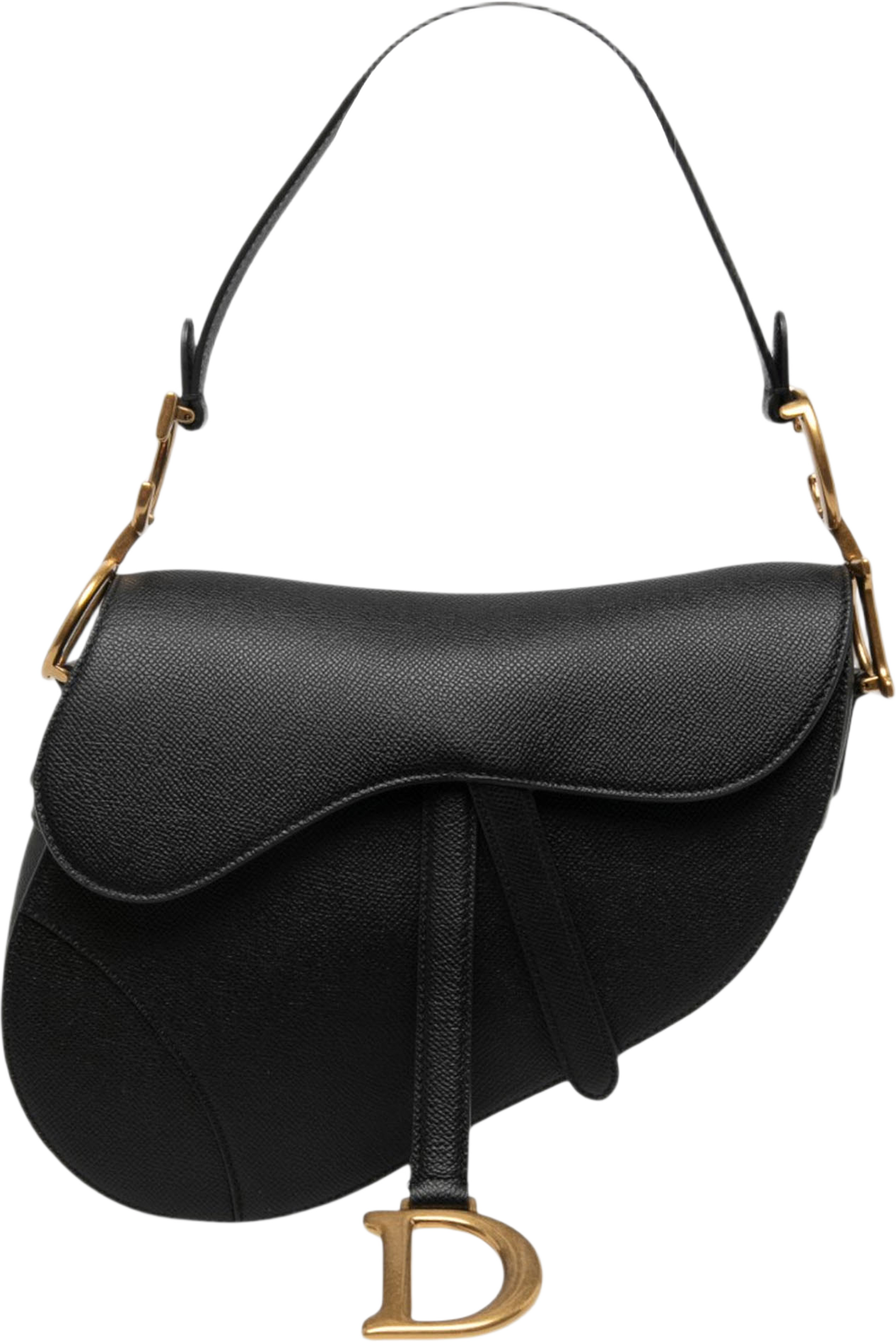 Dior Grained Calfskin Saddle Bag, från Luxclusif, i färgen svart. Klicka för att öppna bilden i stort format