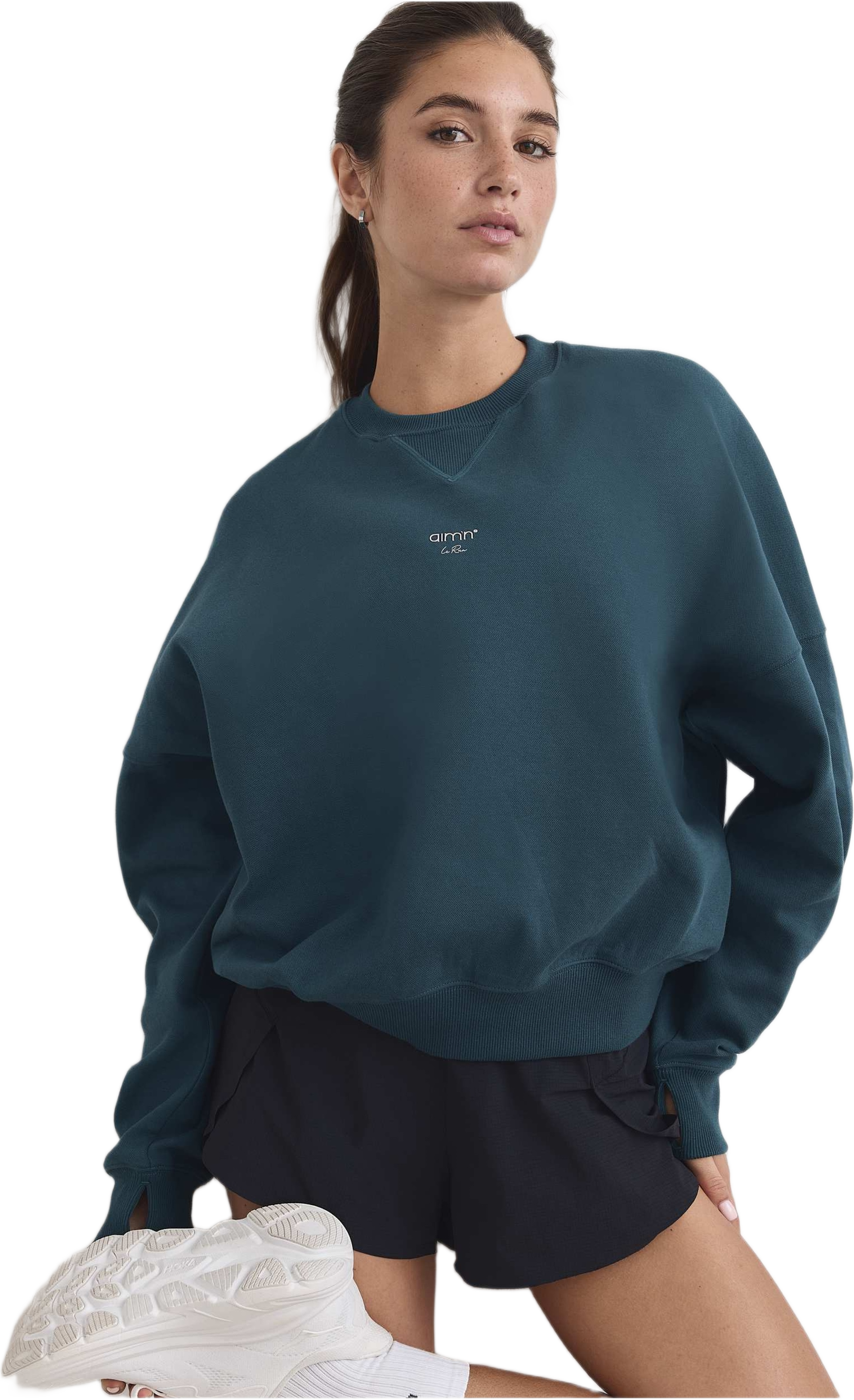 Le Run Running Sweatshirt, från aim'n, i färgen lagoon. Klicka för att öppna bilden i stort format