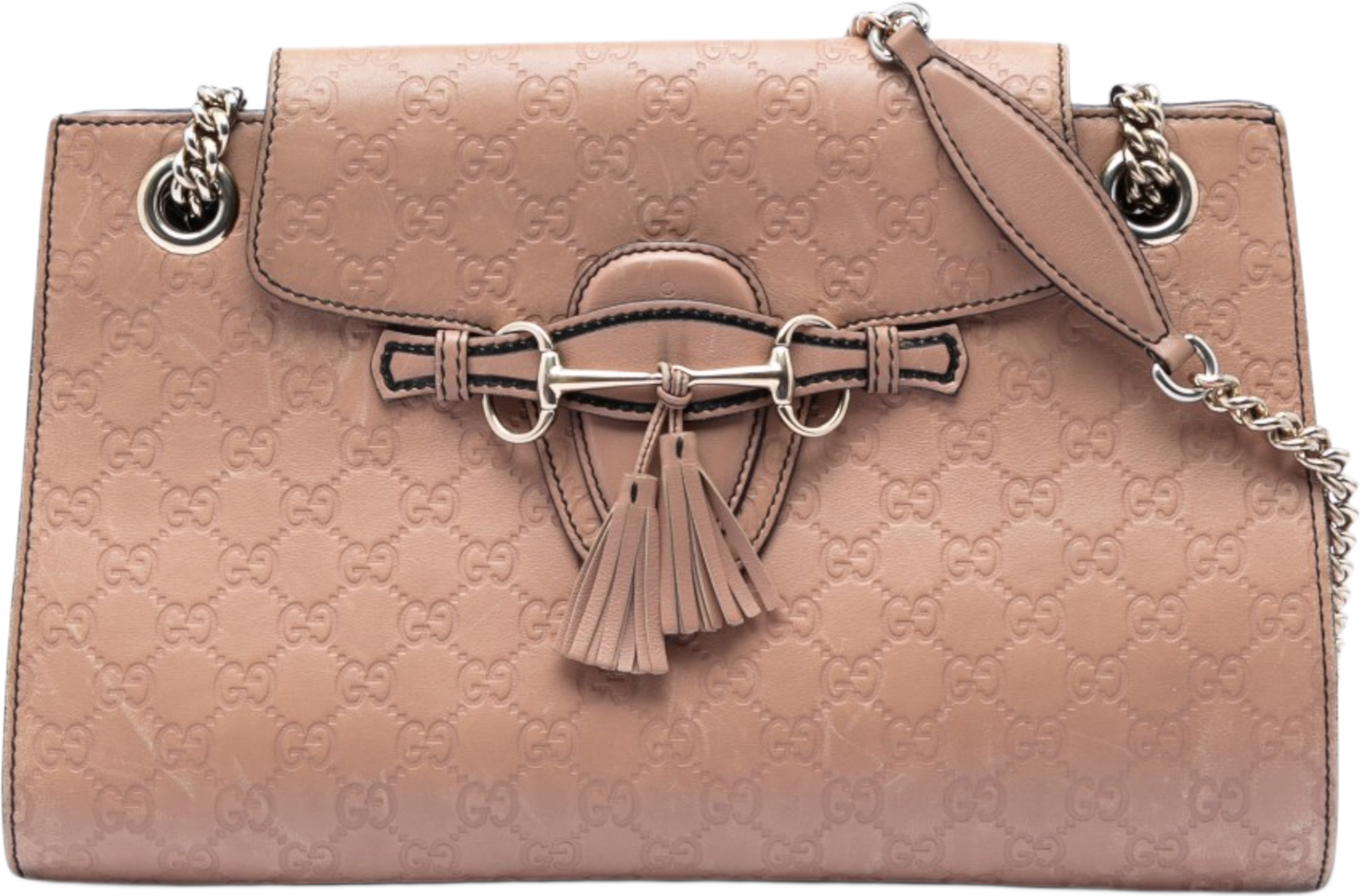Gucci Large Guccissima Emily Shoulder Bag, från Luxclusif, i färgen nude. Klicka för att öppna bilden i stort format