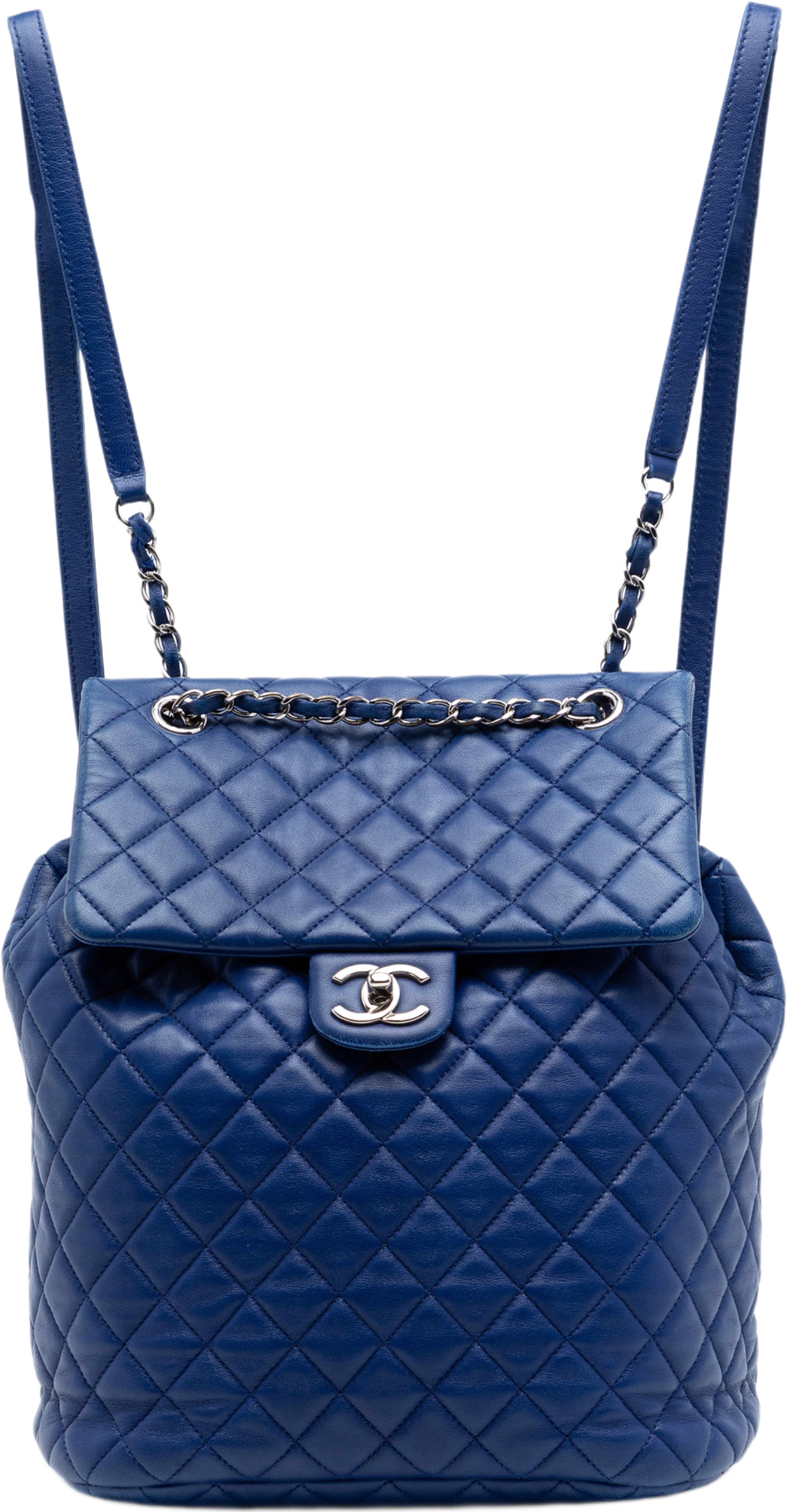 Chanel Large Quilted Lambskin Urban Spirit Backpack, från Luxclusif, i färgen blue. Klicka för att öppna bilden i stort format