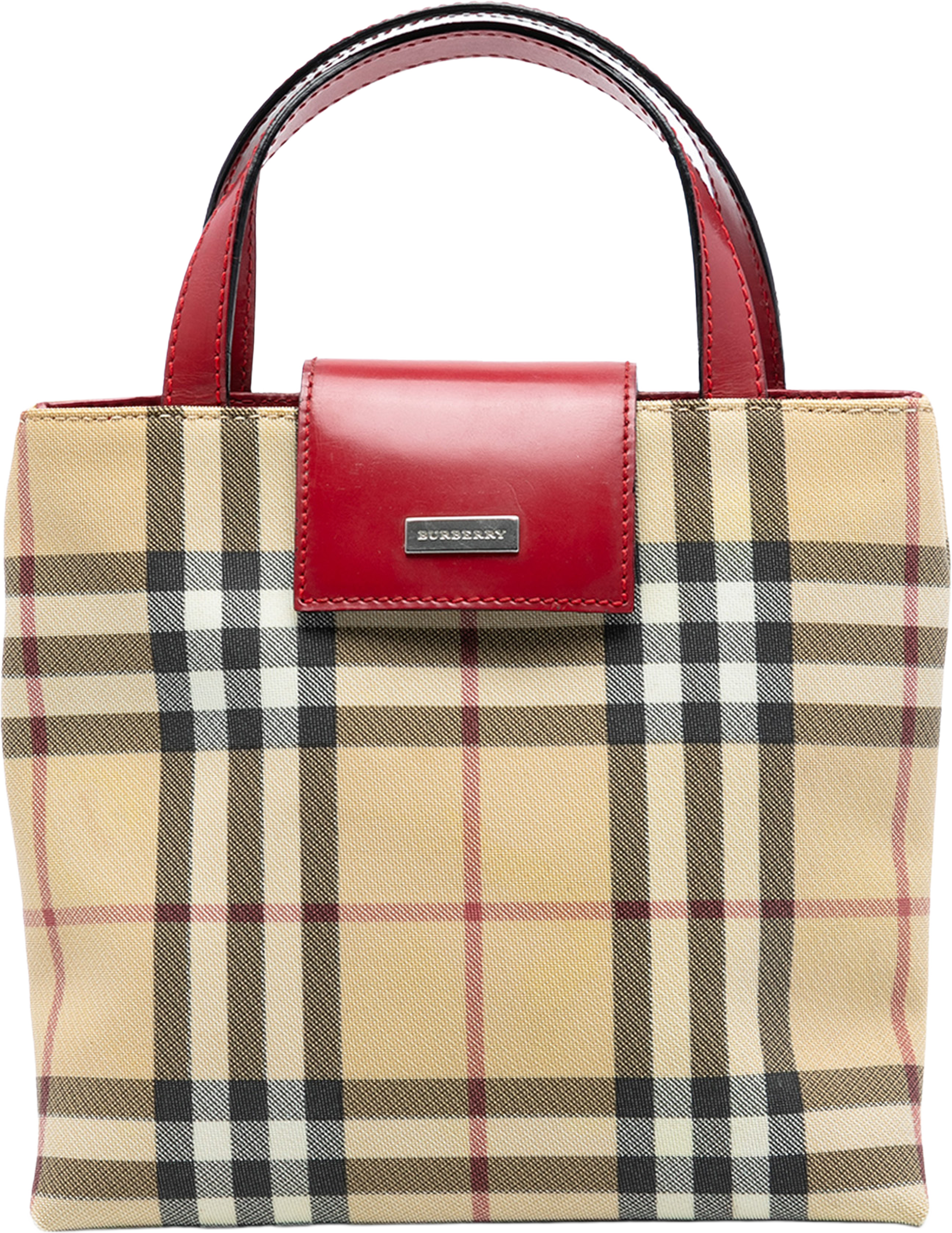 Burberry House Check Coated Canvas Handbag, från Luxclusif, i färgen beige. Klicka för att öppna bilden i stort format