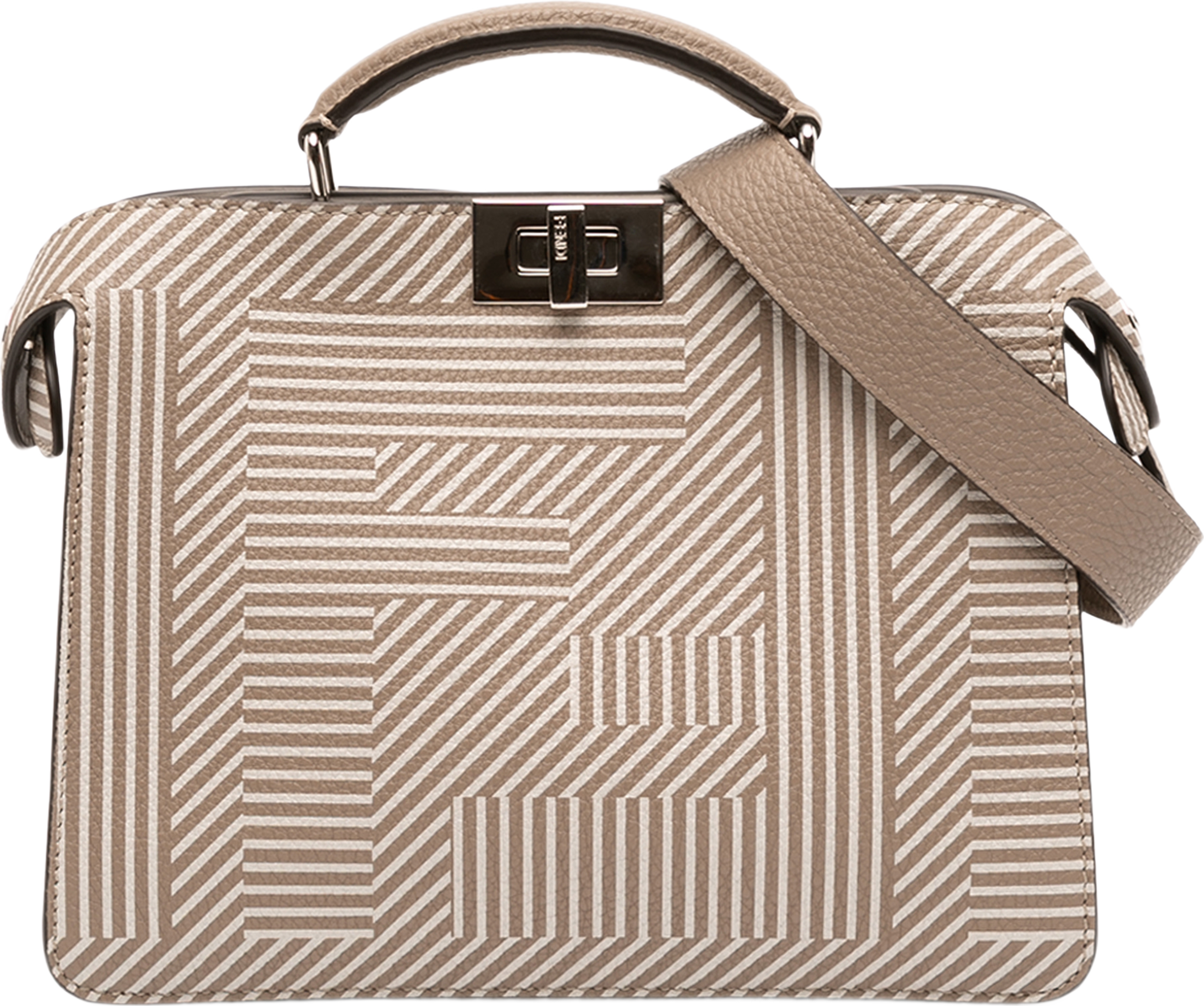 Fendi Small Zucca Leather Peekaboo Iseeu Satchel, från Luxclusif, i färgen taupe. Klicka för att öppna bilden i stort format