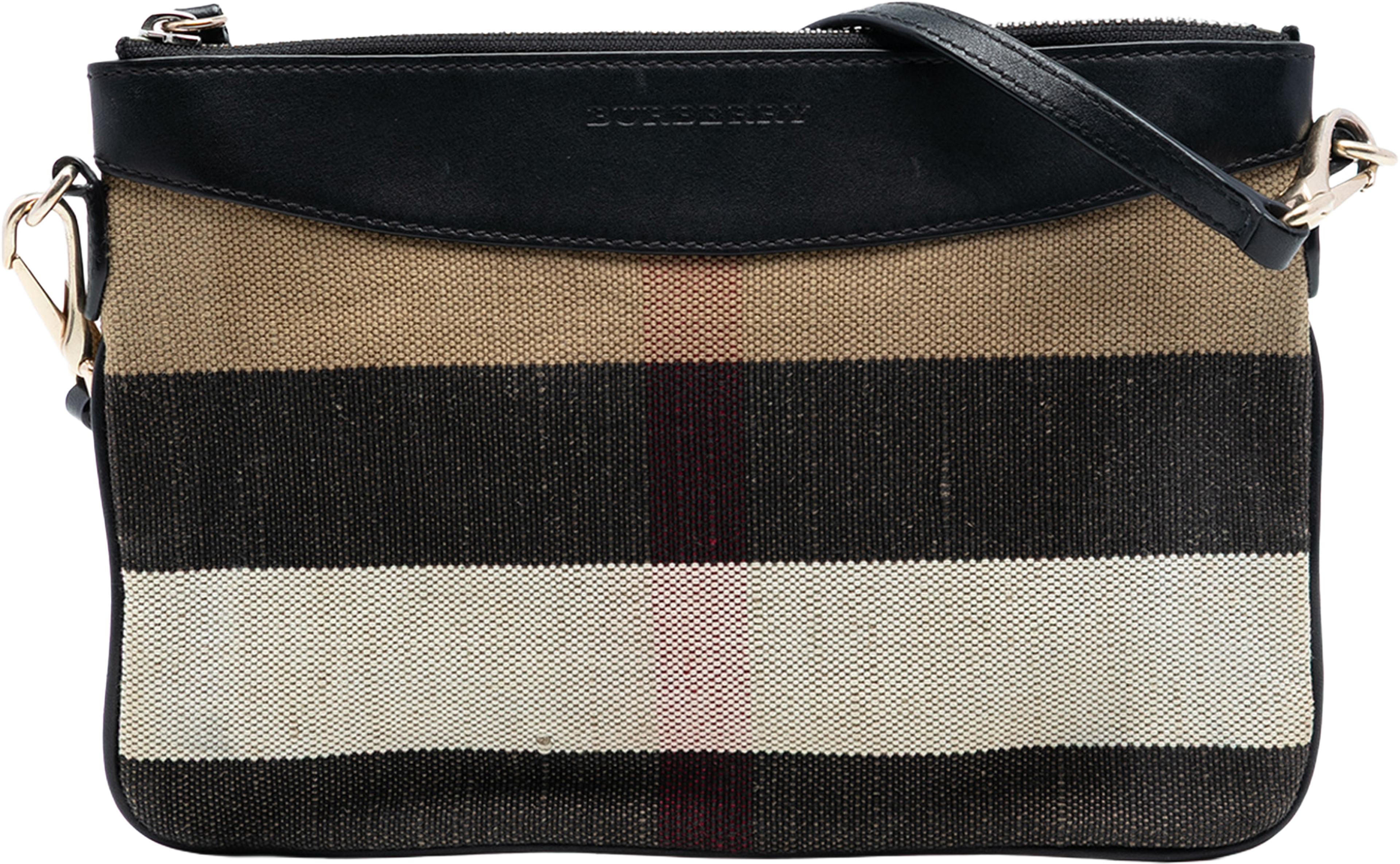 Burberry Mega Check Canvas Peyton Crossbody, från Luxclusif, i färgen light brown. Klicka för att öppna bilden i stort format