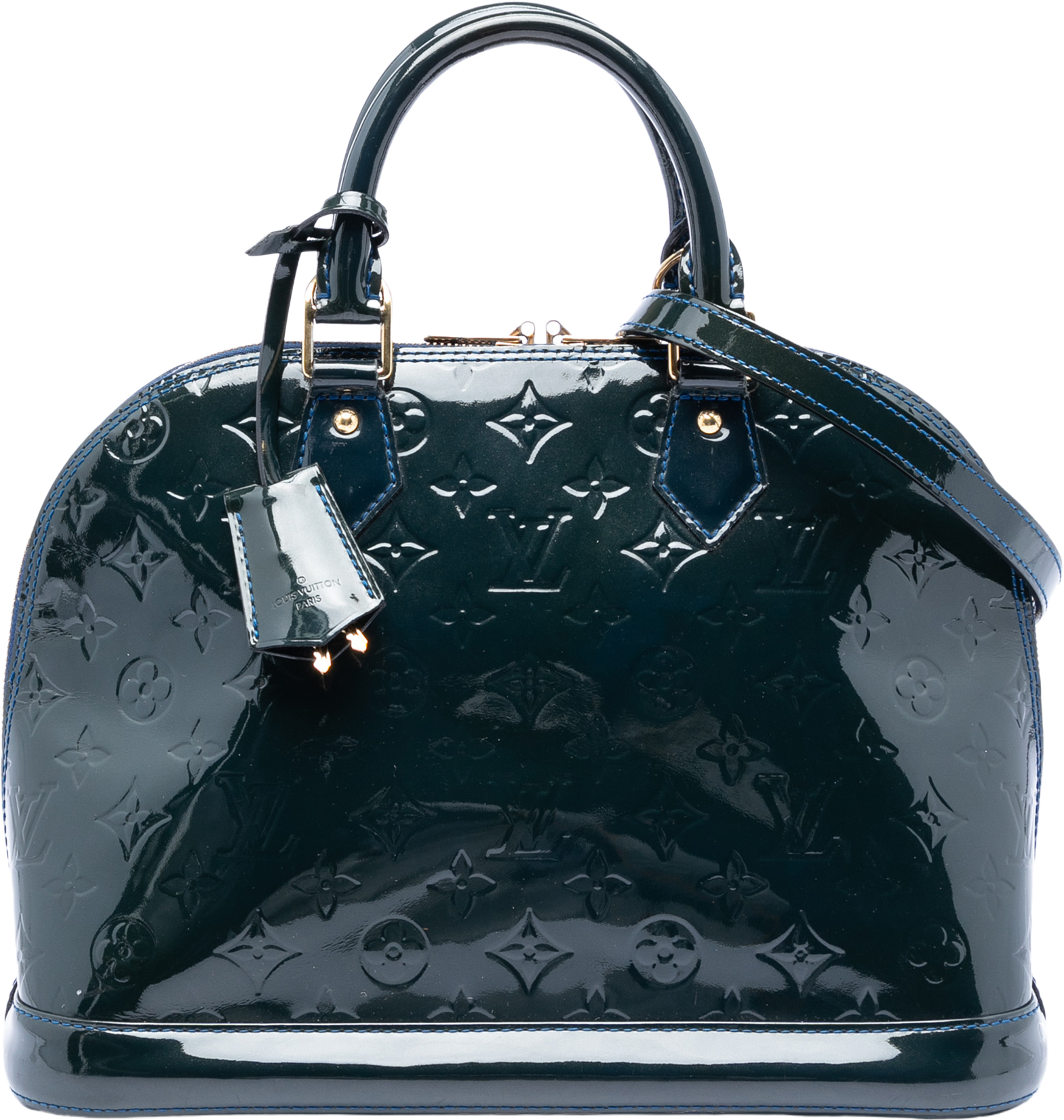 Louis Vuitton Monogram Vernis Alma Pm, från Luxclusif, i färgen dark blue. Klicka för att öppna bilden i stort format