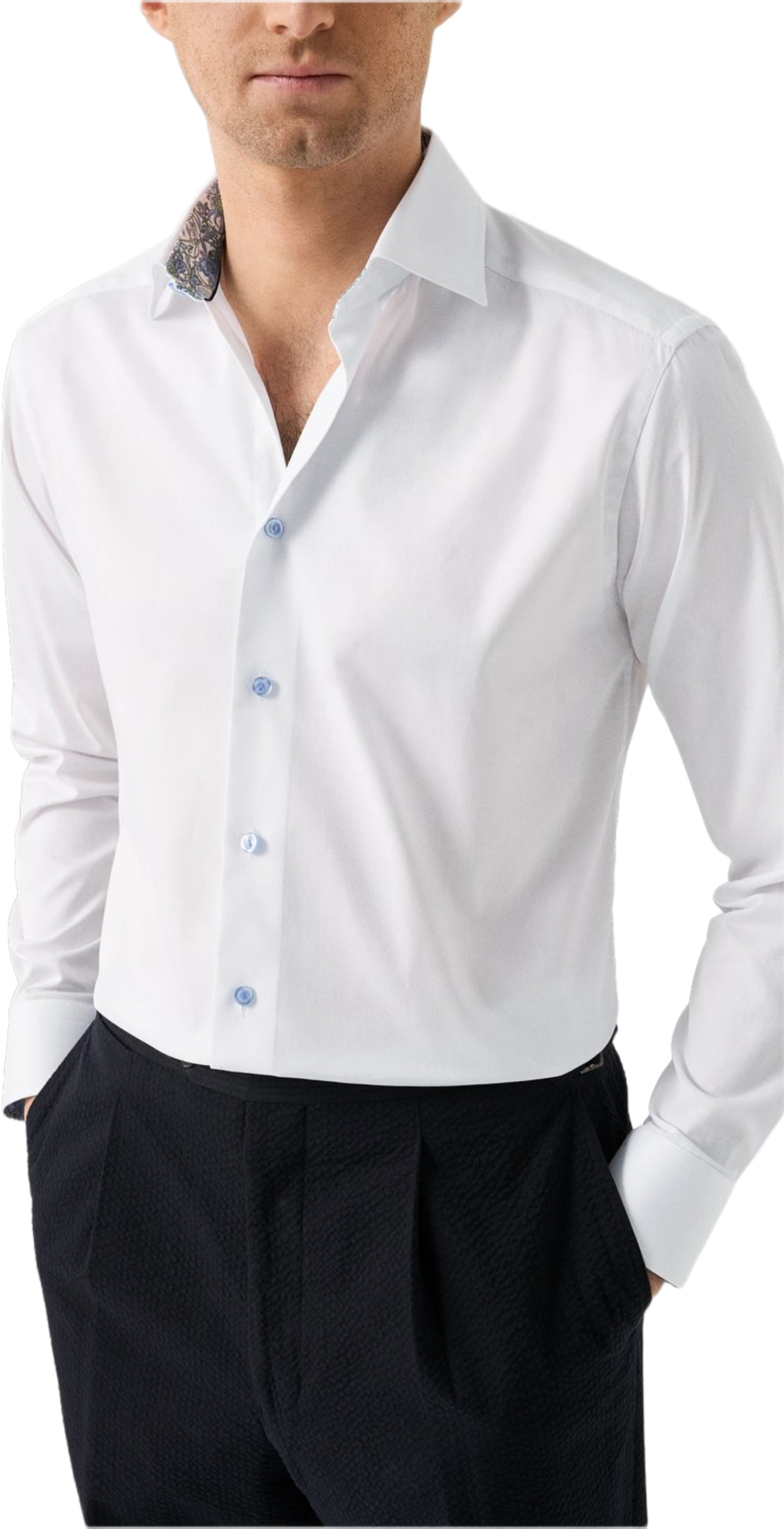 Blommig Signature Twill-skjorta Contemporary Fit, från Eton, i färgen white. Klicka för att öppna bilden i stort format