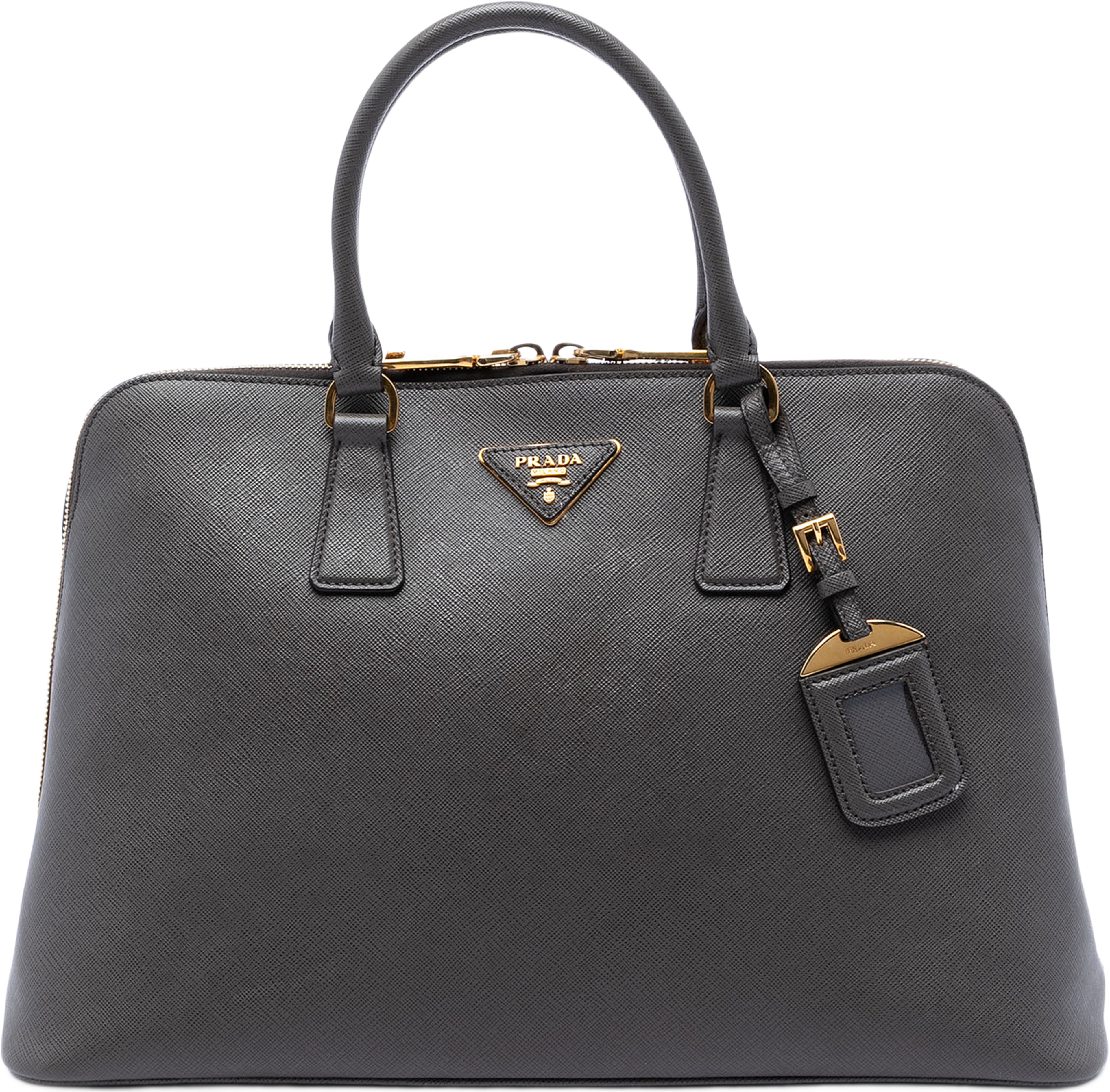 Prada Large Saffiano Lux Promenade Satchel, från Luxclusif, i färgen dark gray. Klicka för att öppna bilden i stort format