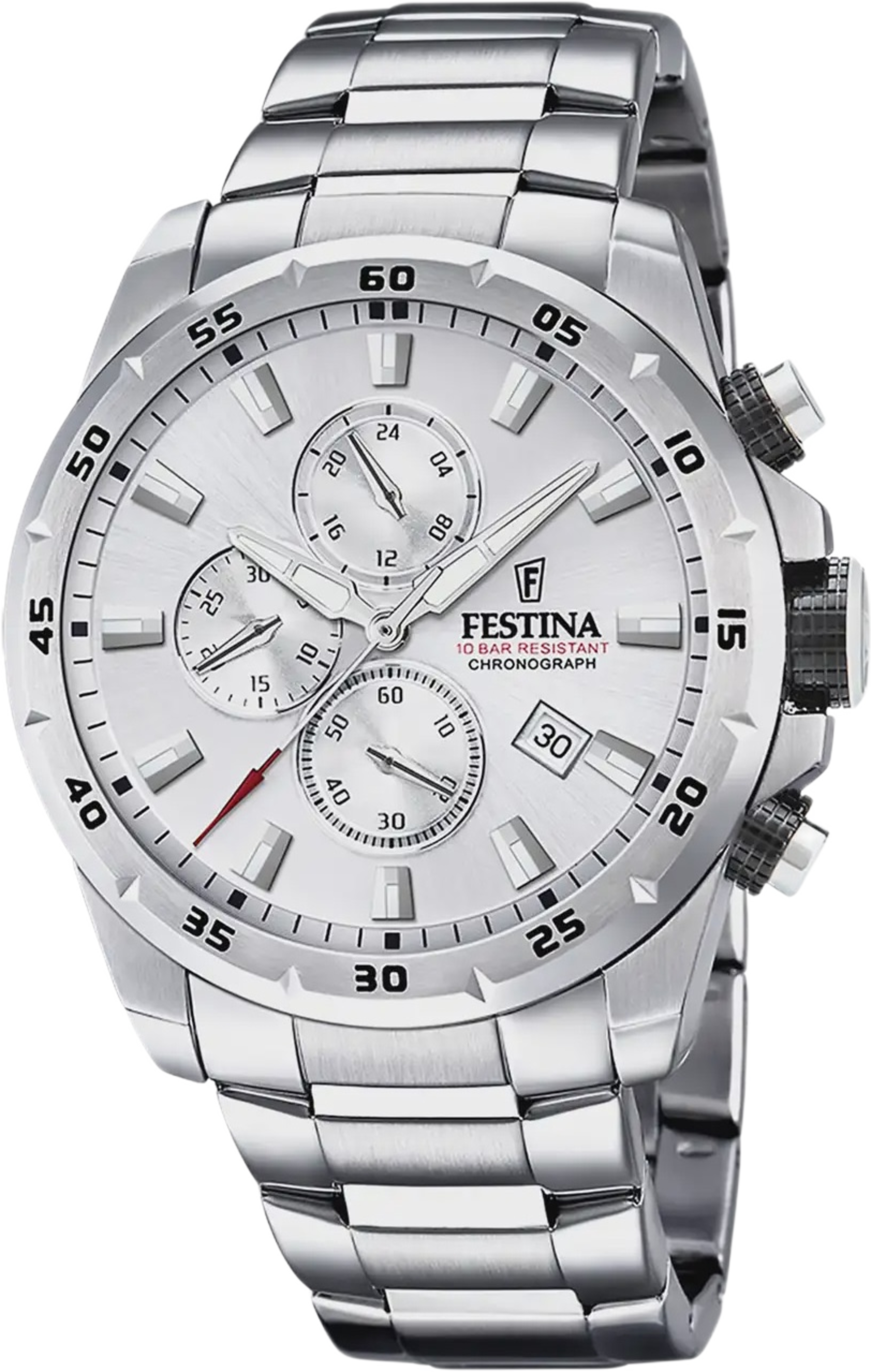 Festina Chrono Sport Herrklocka Silver/stl, Metallband - F20463/1, från Festina, i färgen silver. Klicka för att öppna bilden i stort format