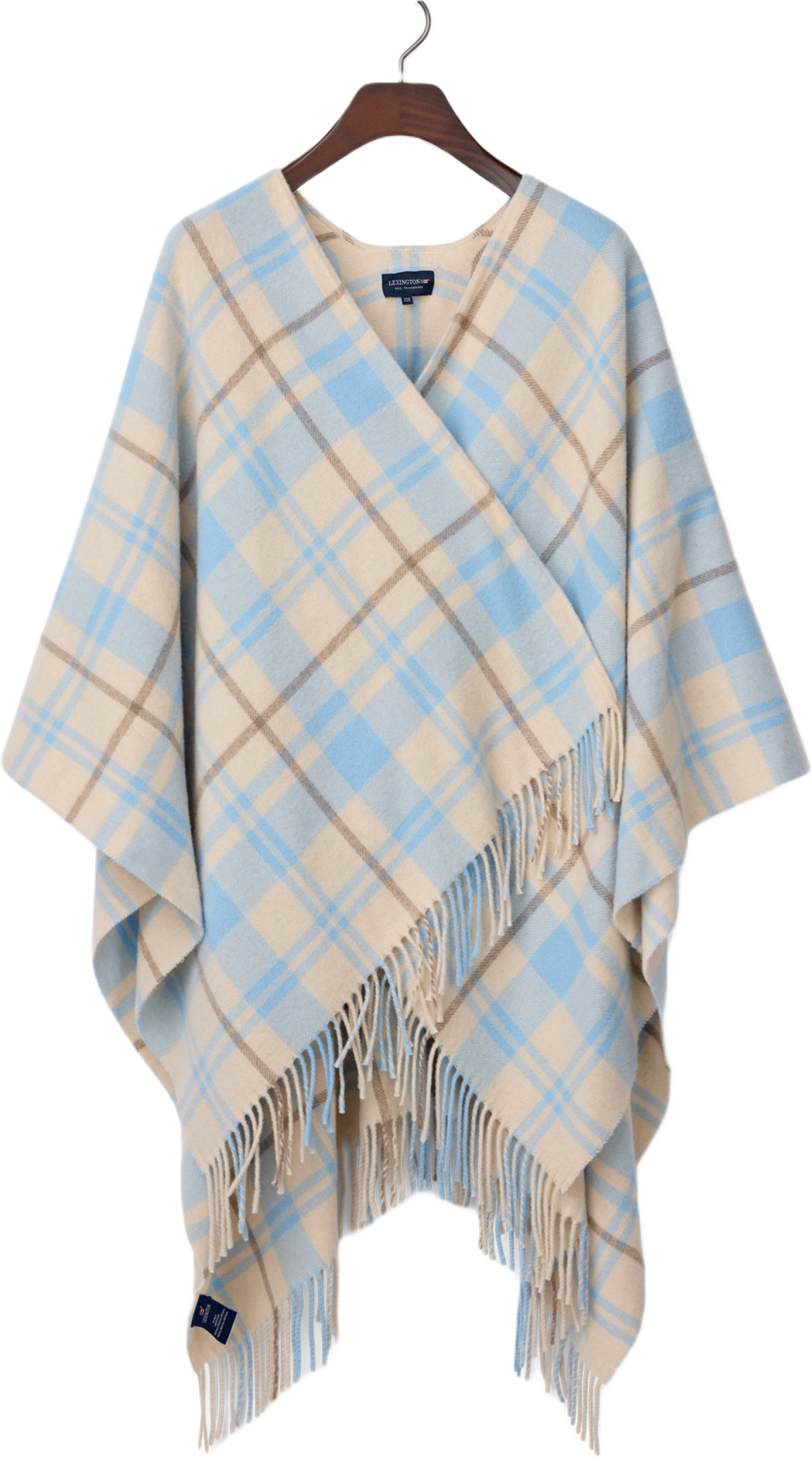 Checked Recycled Wool Blend Poncho