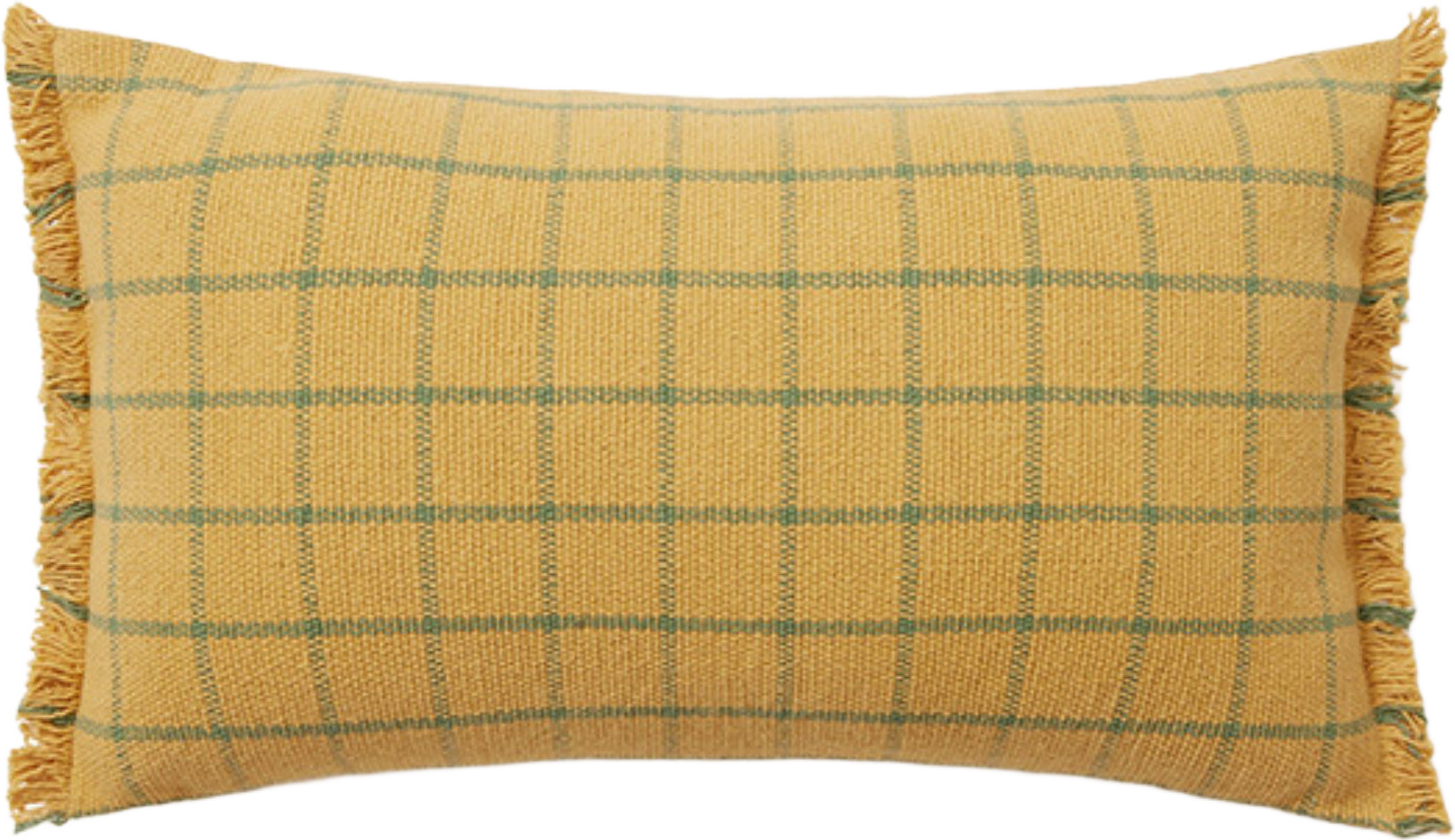 Kudde Geo Block, från LORENA CANALS, i färgen mörk honung, landon frost. Klicka för att öppna bilden i stort format