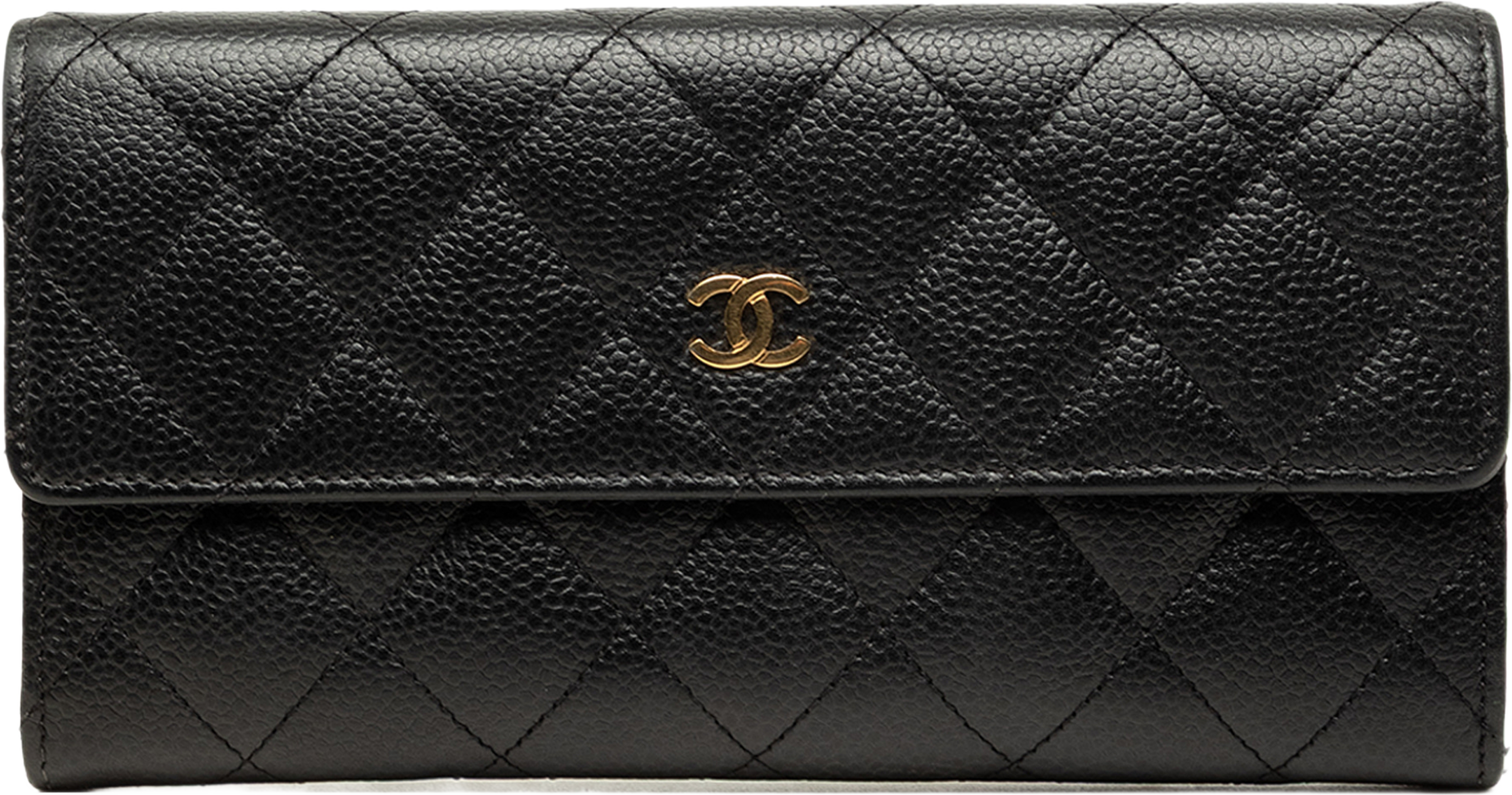 Chanel Cc Quilted Caviar Flap Long Wallet, från Luxclusif, i färgen svart. Klicka för att öppna bilden i stort format