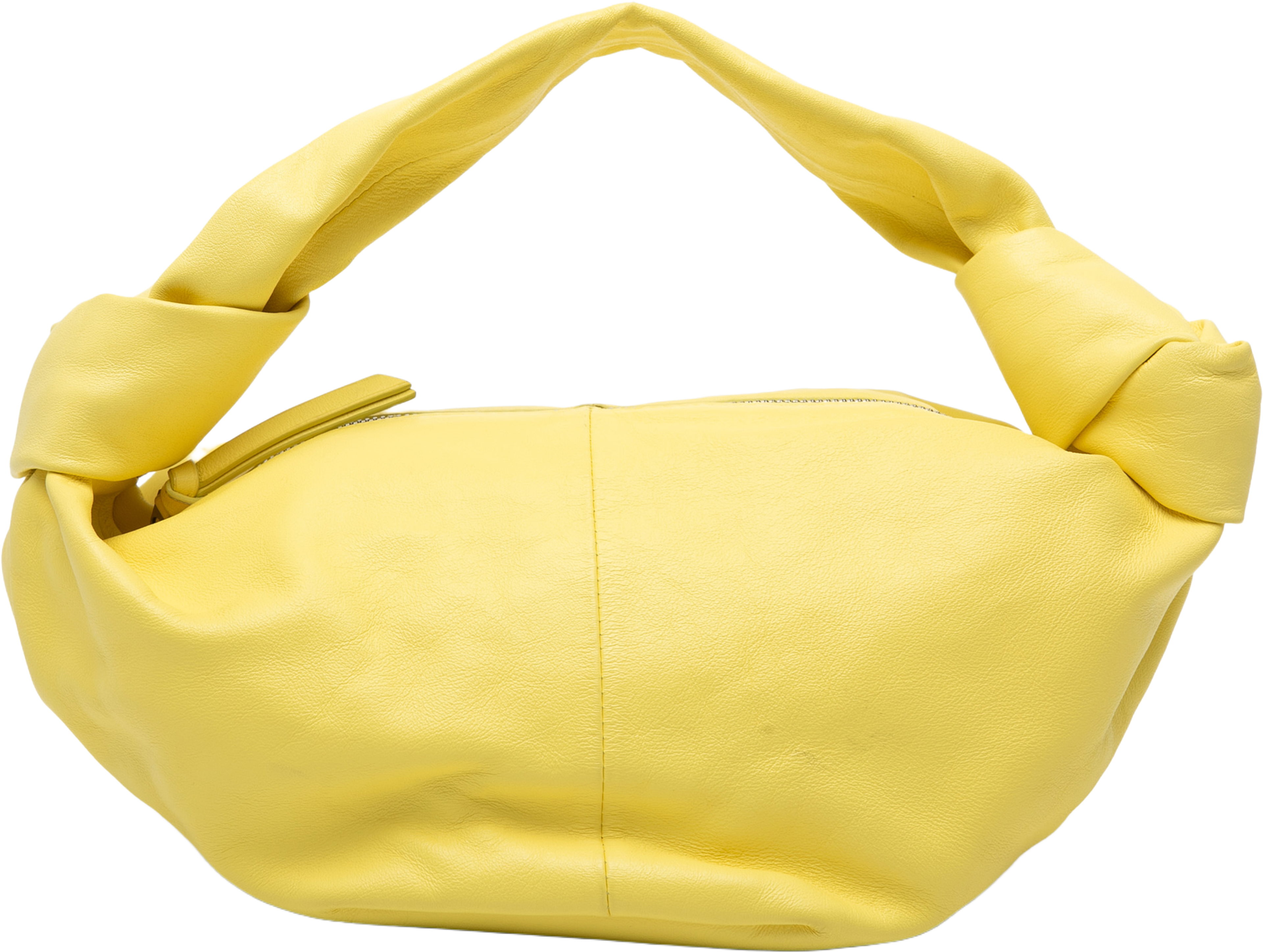 Bottega Veneta Calfskin Double Knot Bag, från Luxclusif, i färgen yellow. Klicka för att öppna bilden i stort format