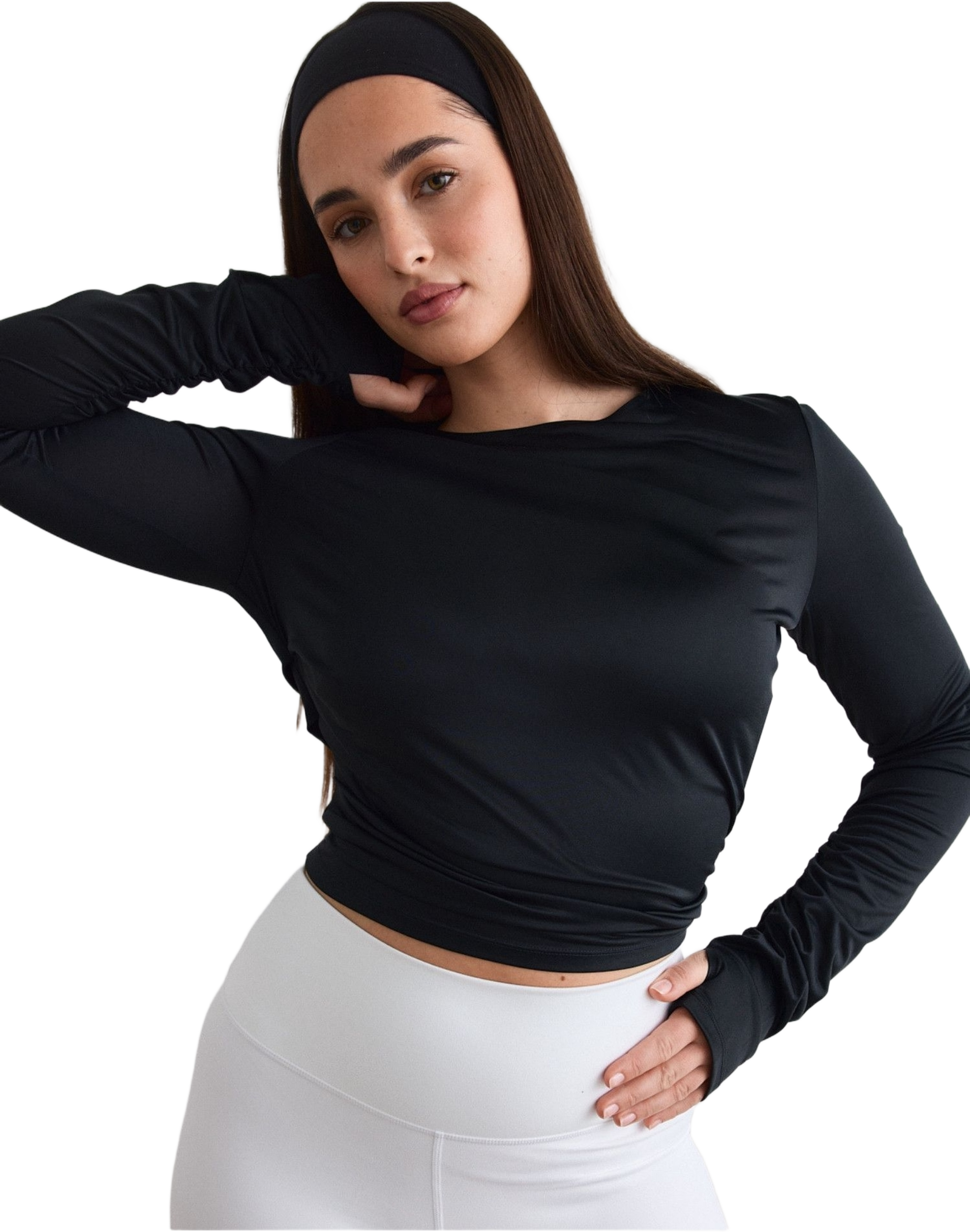 Luminous Draped Long Sleeve, från aim'n, i färgen black. Klicka för att öppna bilden i stort format