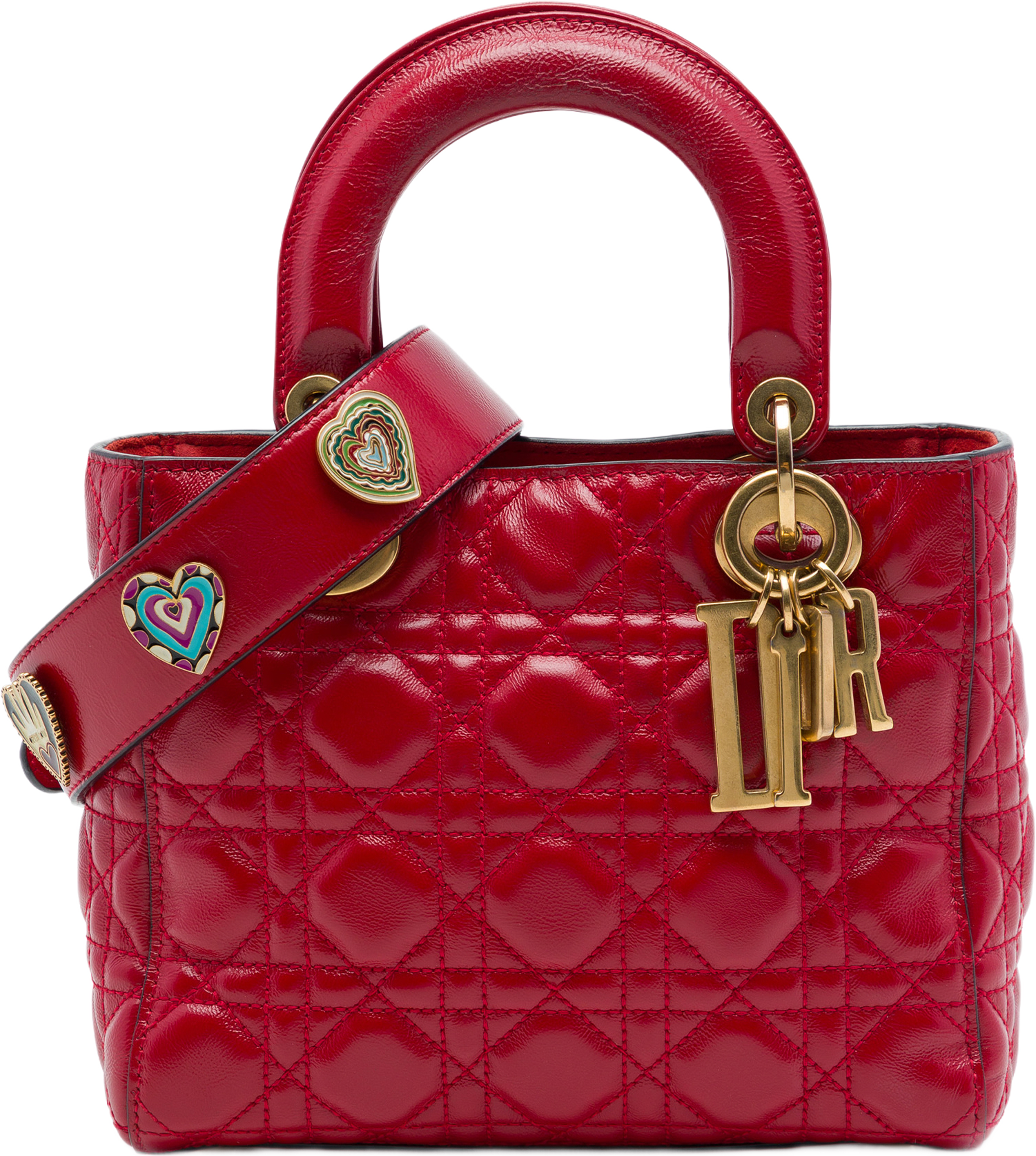 Dior Small Crinkled Patent Cannage My Abcdior Lady Dior, från Luxclusif, i färgen röd. Klicka för att öppna bilden i stort format