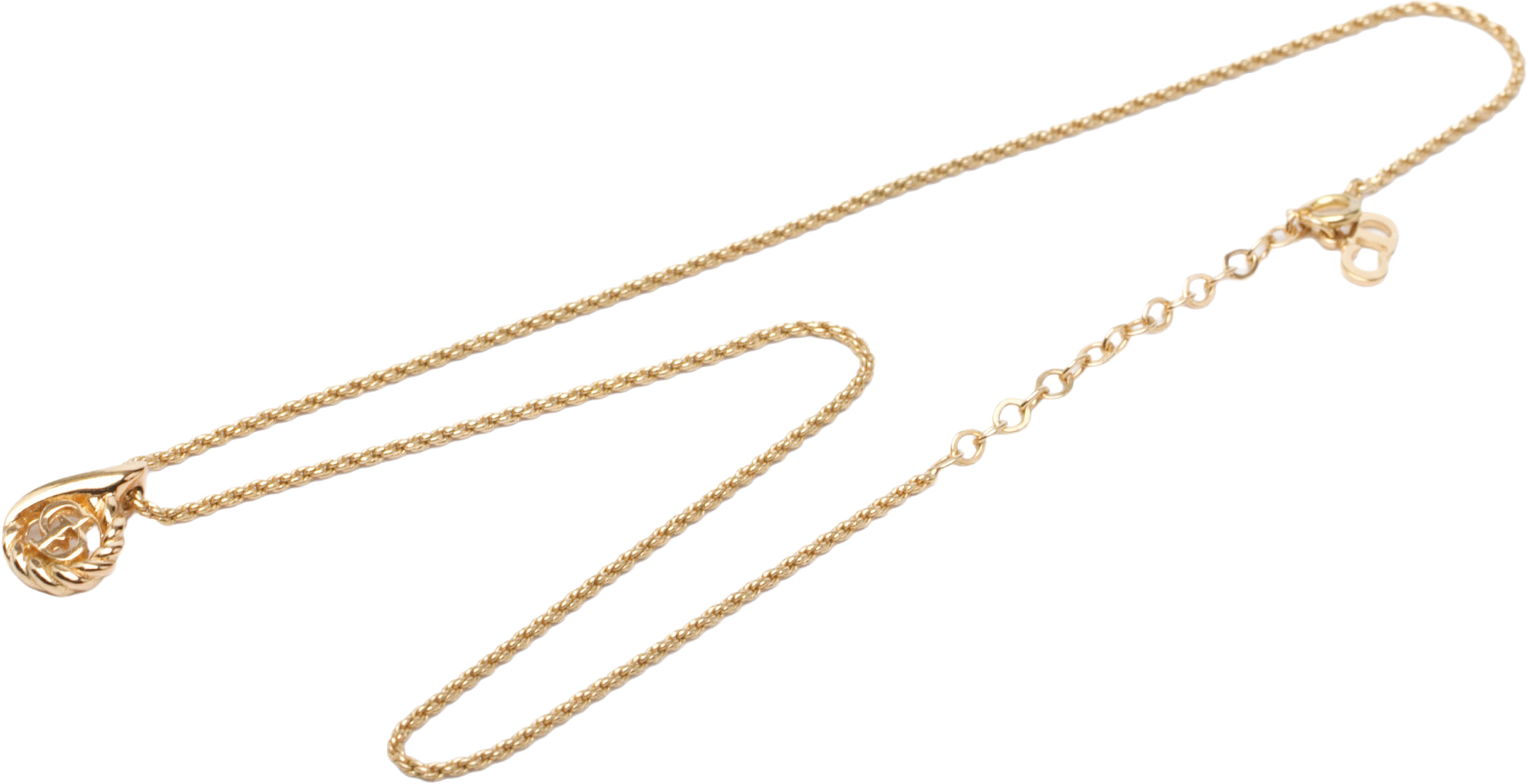 Dior Gold Plated Cd Logo Water Drop Shape Pendant Necklace, från Luxclusif, i färgen guld. Klicka för att öppna bilden i stort format