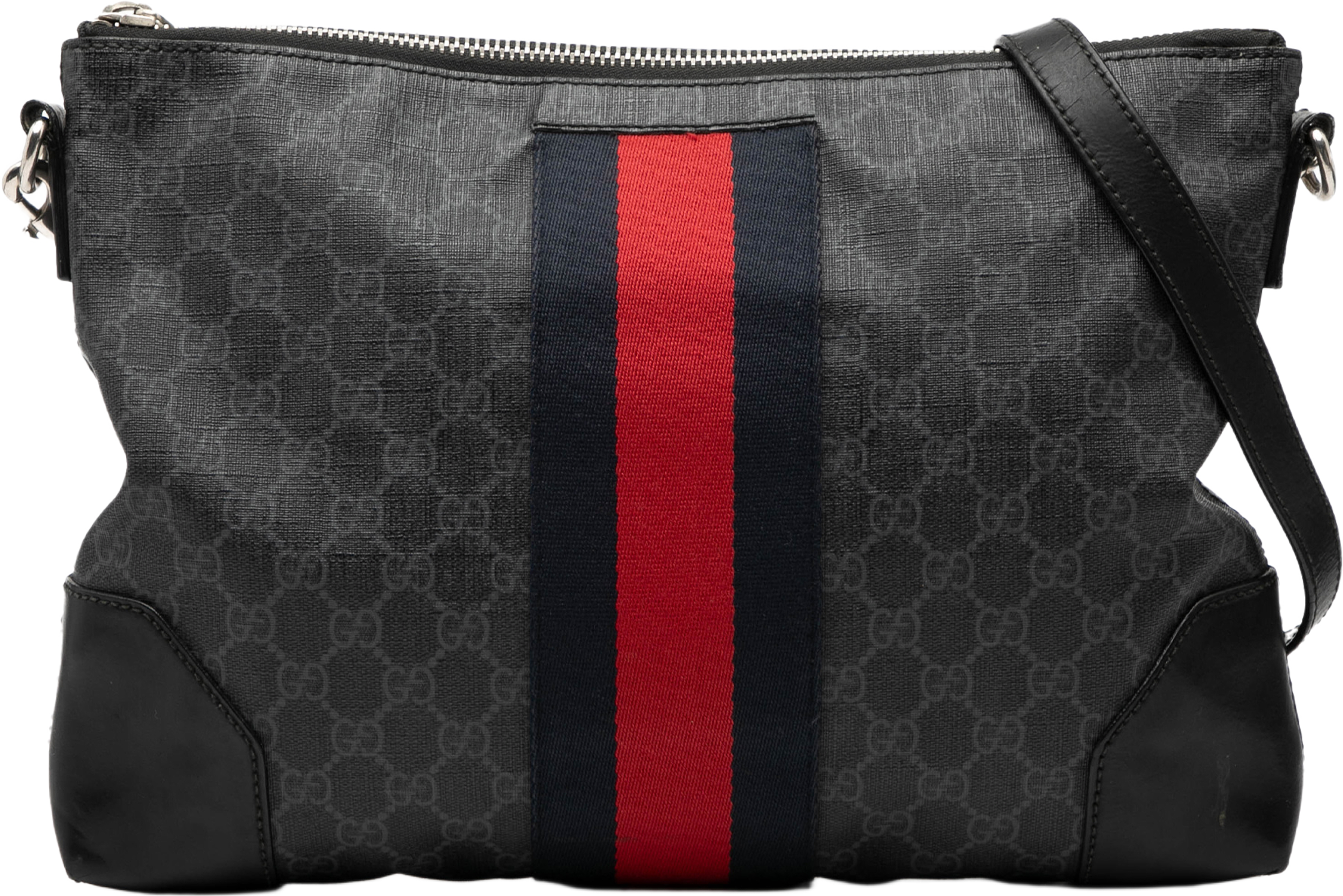 Gucci Gg Supreme Web Crossbody, från Luxclusif, i färgen black. Klicka för att öppna bilden i stort format