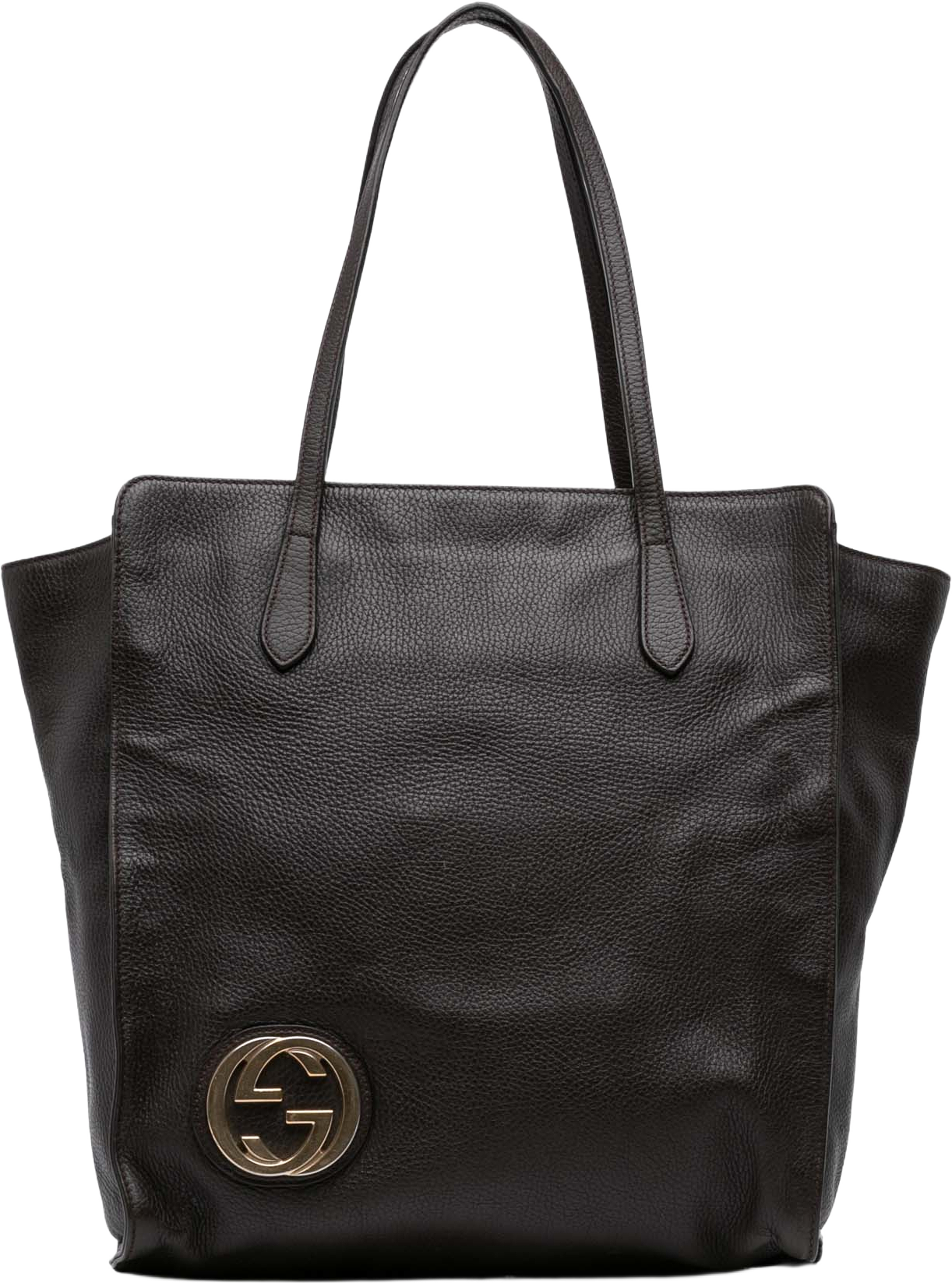 Gucci Dollar Calfskin Interlocking G Tote, från Luxclusif, i färgen dark brown. Klicka för att öppna bilden i stort format