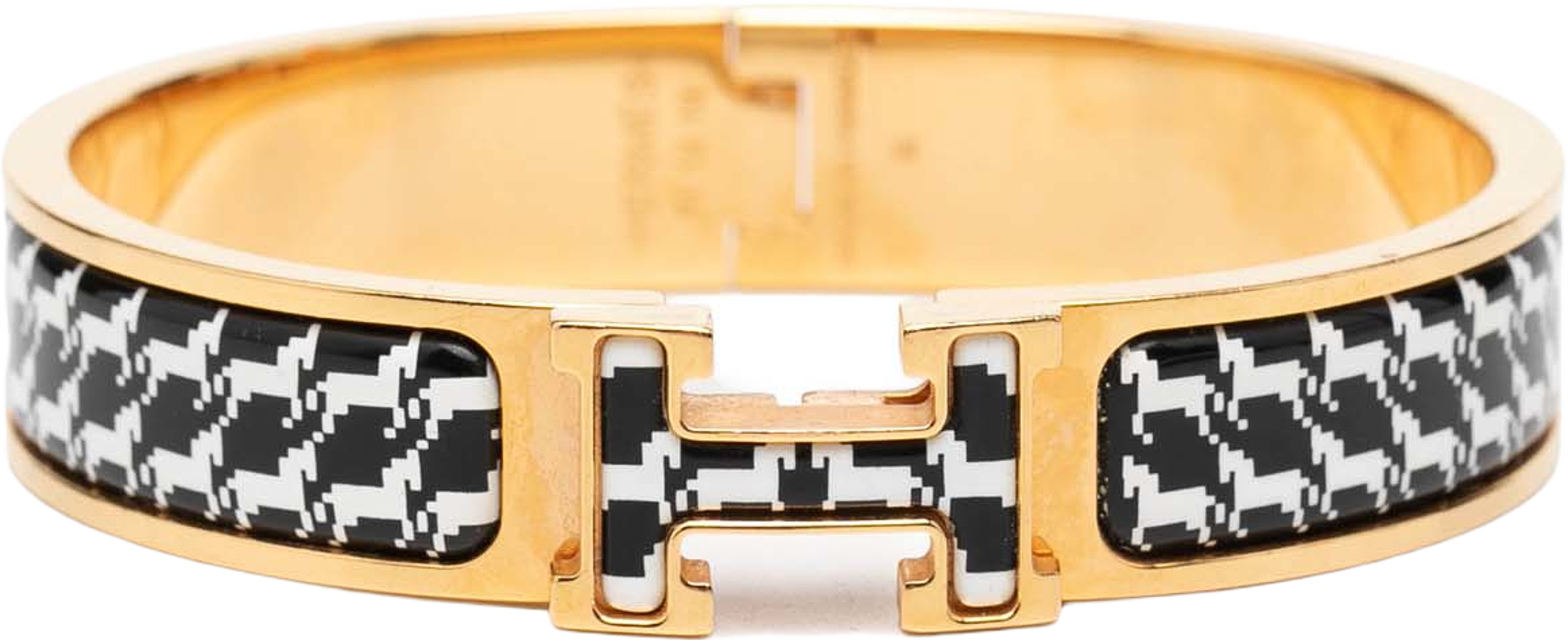 Hermès Narrow Enamel Cheval Pixel Clic H Bracelet Pm, från Luxclusif, i färgen black. Klicka för att öppna bilden i stort format