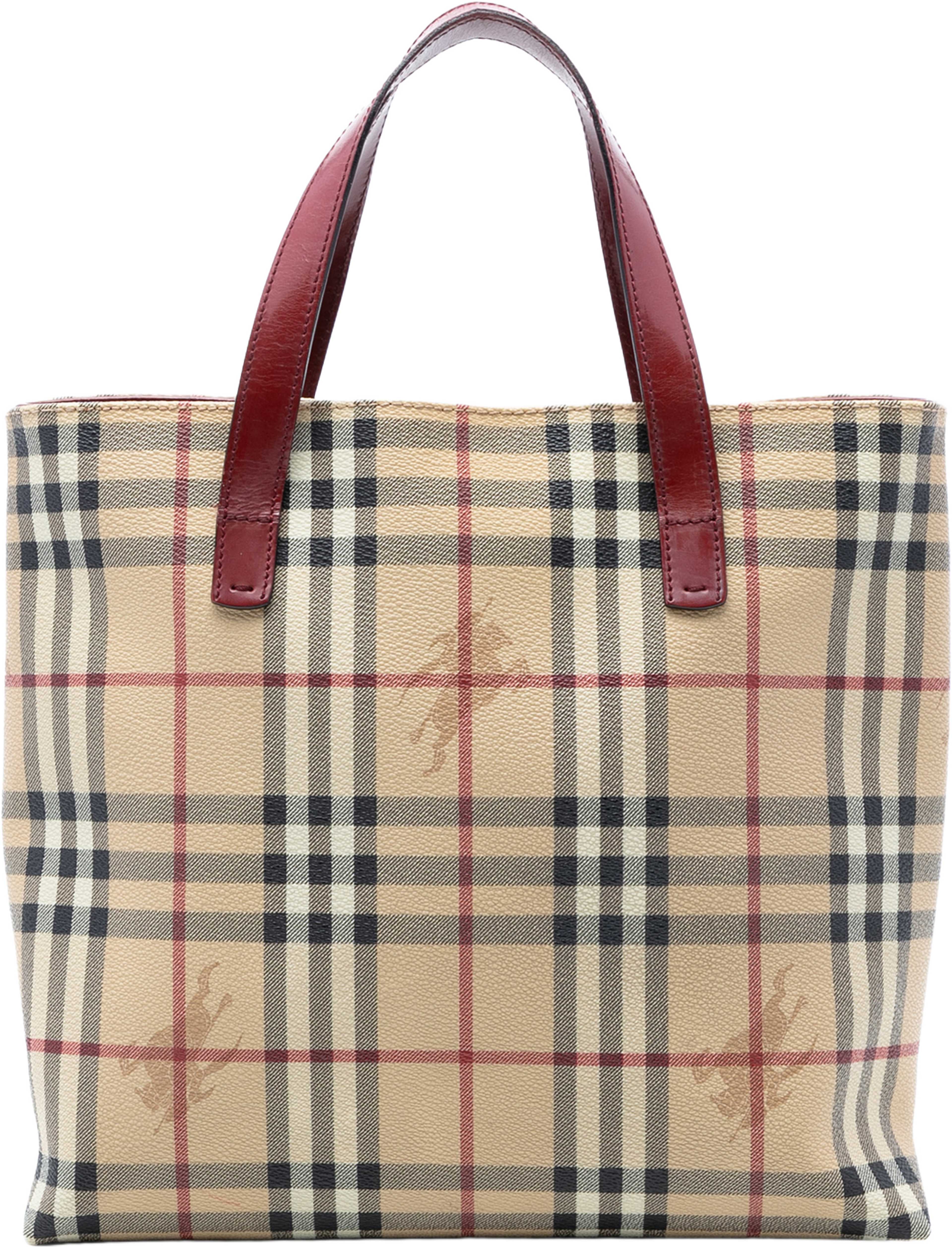 Burberry Haymarket Check Coated Canvas Tote, från Luxclusif, i färgen beige. Klicka för att öppna bilden i stort format