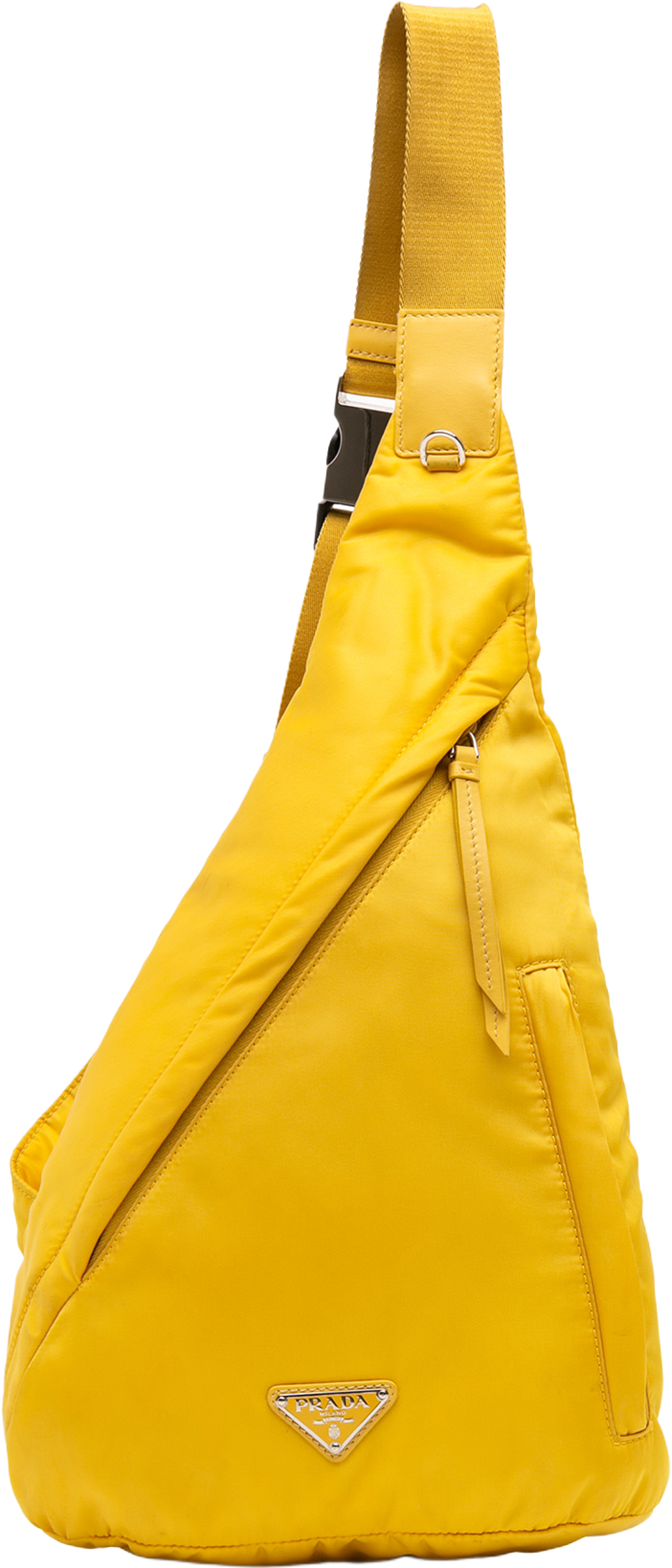 Prada Re Nylon Sling Bag, från Luxclusif, i färgen yellow. Klicka för att öppna bilden i stort format