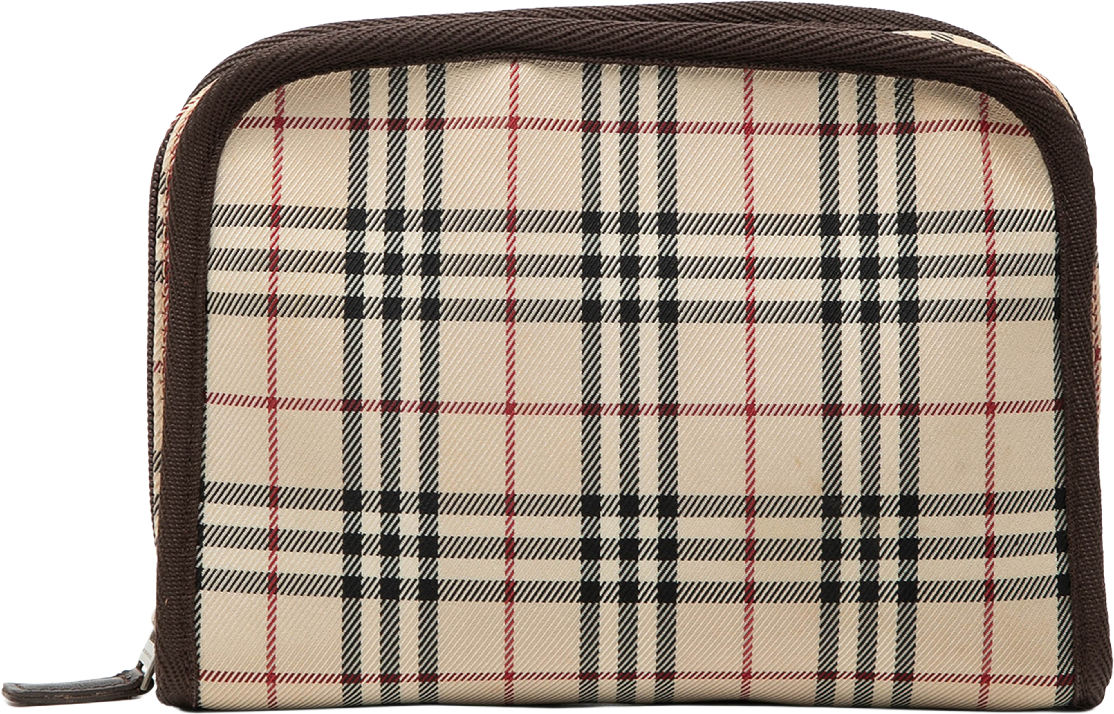 Burberry House Check Canvas Cosmetic Pouch, från Luxclusif, i färgen beige. Klicka för att öppna bilden i stort format