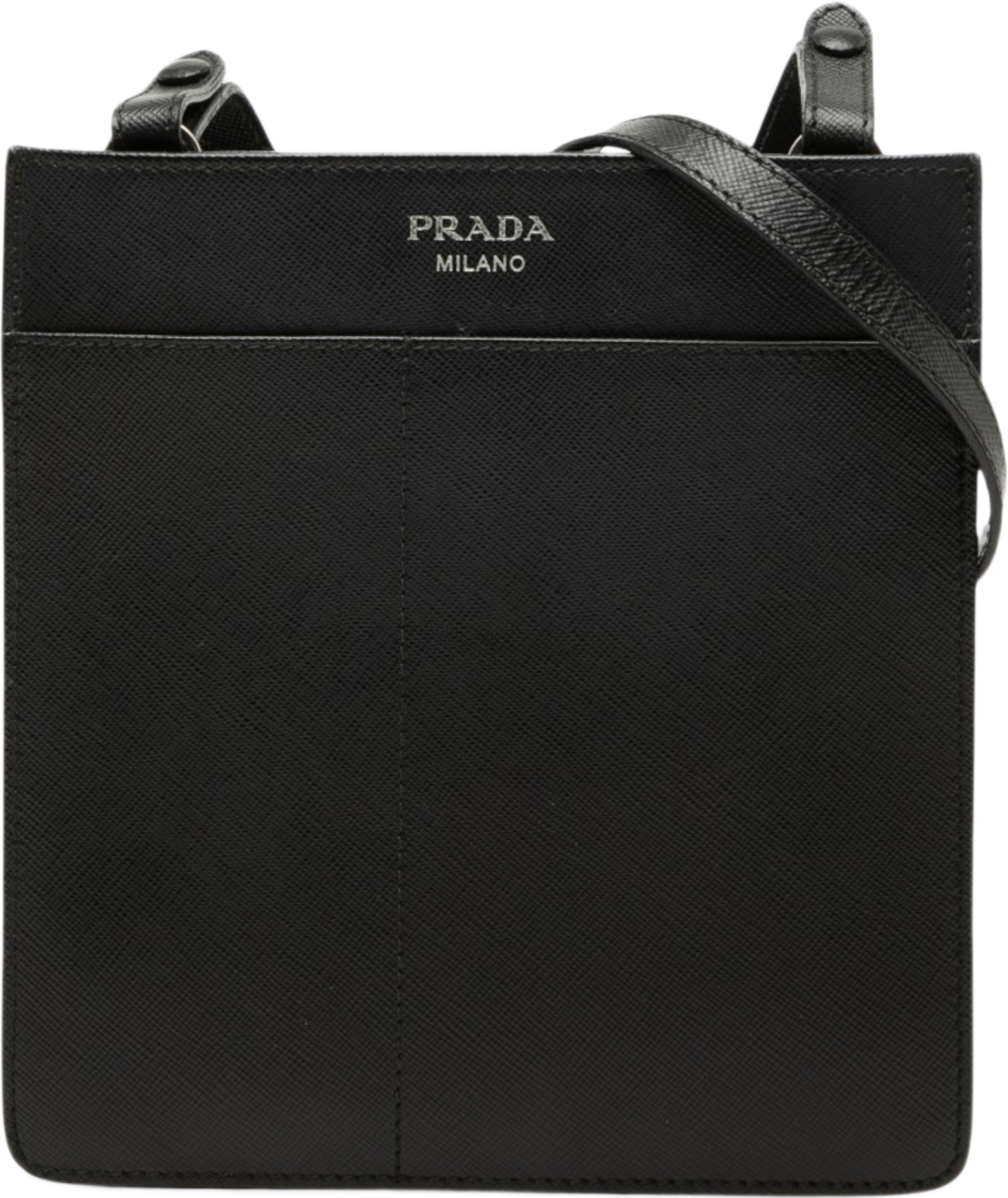 Prada Saffiano Crossbody, från Luxclusif, i färgen svart. Klicka för att öppna bilden i stort format