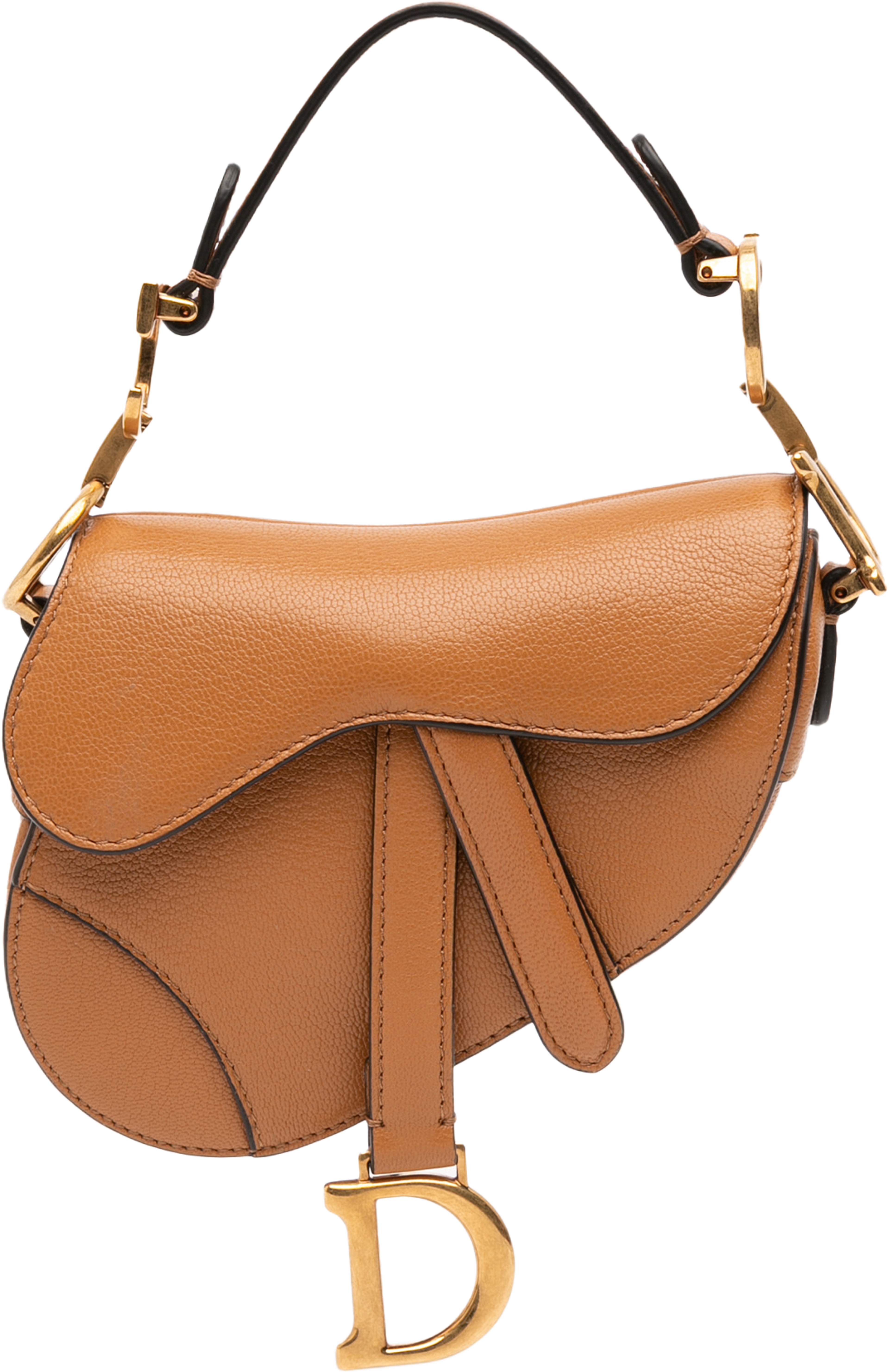 Dior Micro Goatskin Saddle Bag, från Luxclusif, i färgen brown. Klicka för att öppna bilden i stort format