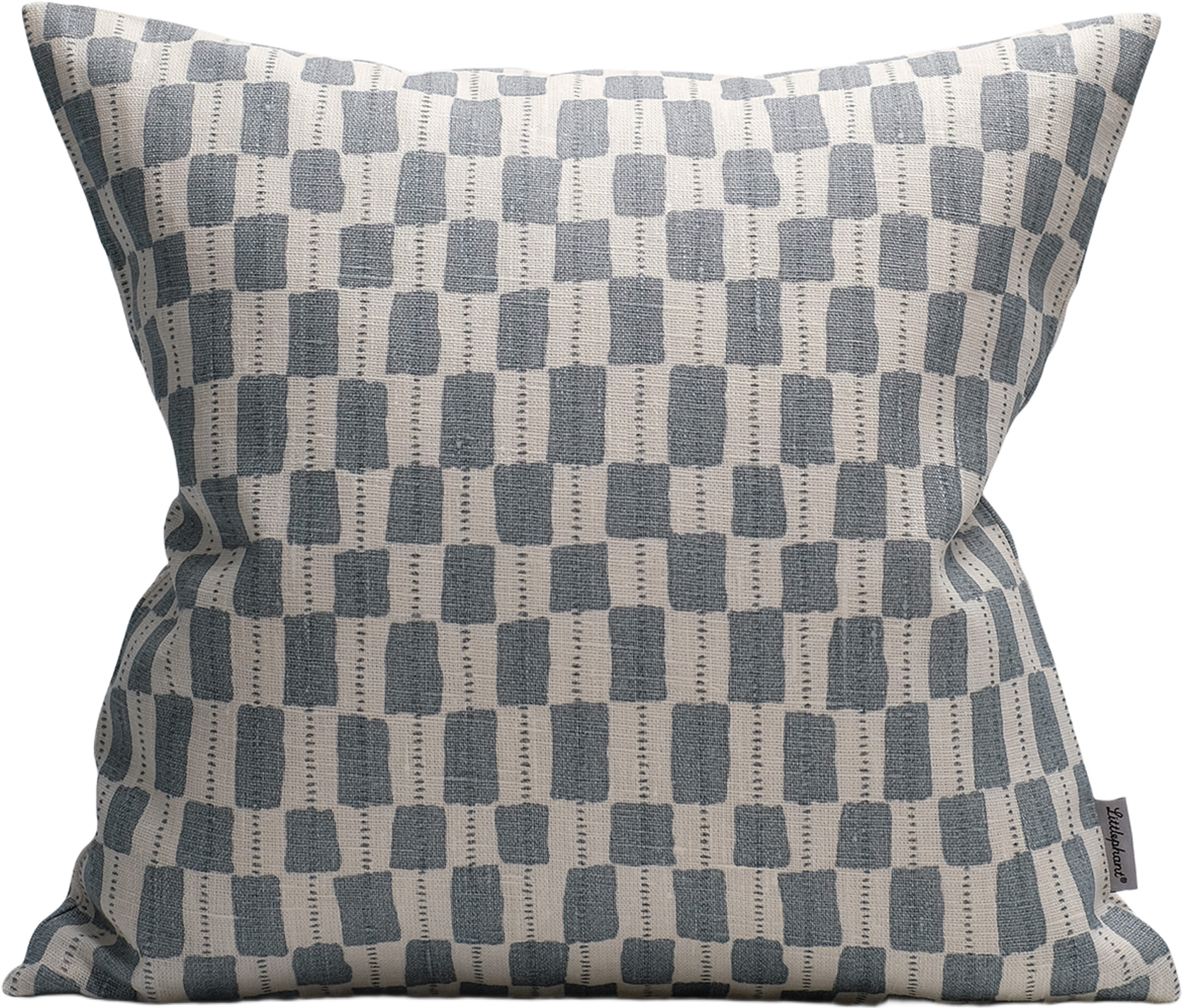 Cushion Cover Gustav - Ivory/blue 40x40 Cm, från Littlephant, i färgen ivory/dusty blue. Klicka för att öppna bilden i stort format