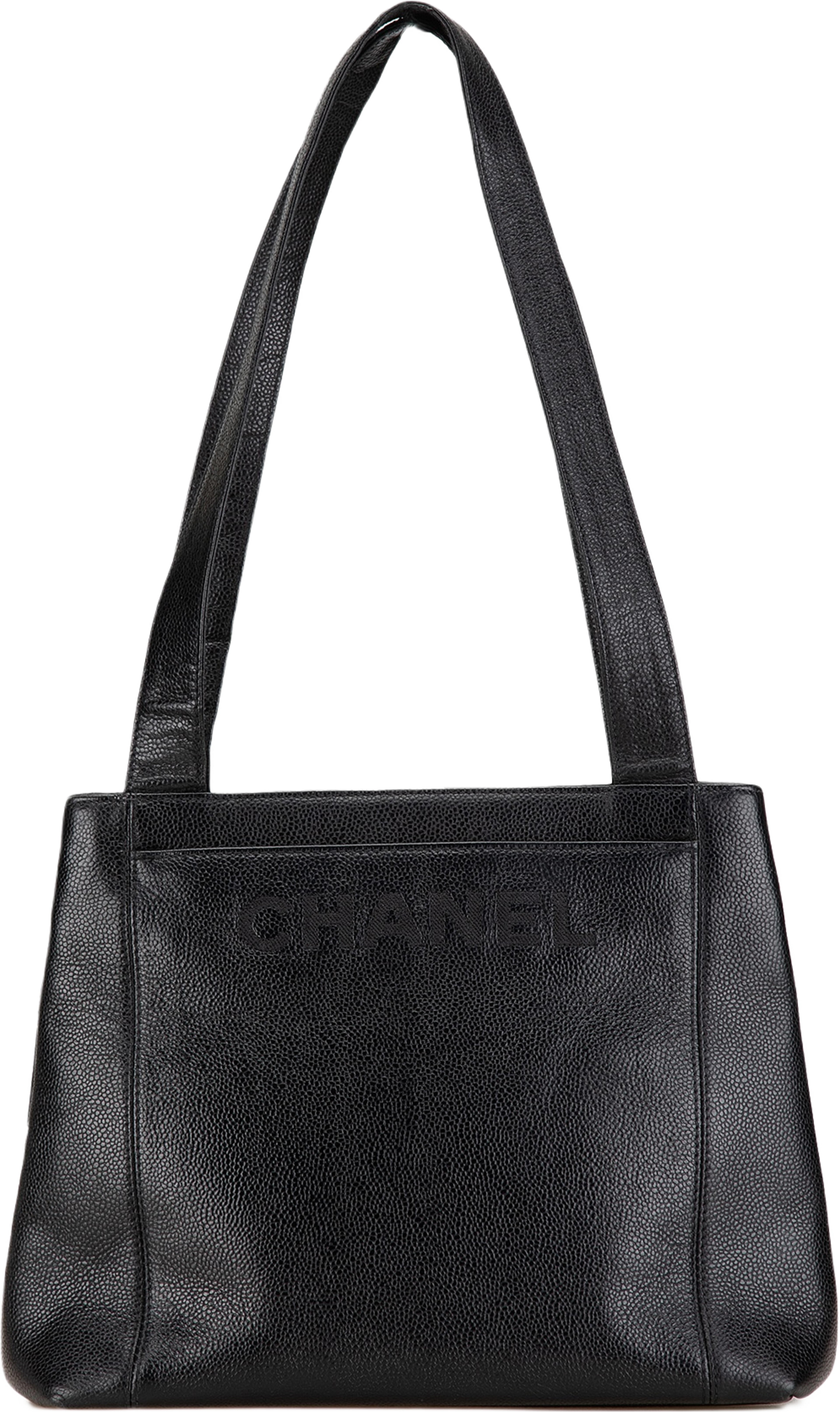 Chanel Embroidered Caviar Logo Shoulder Bag