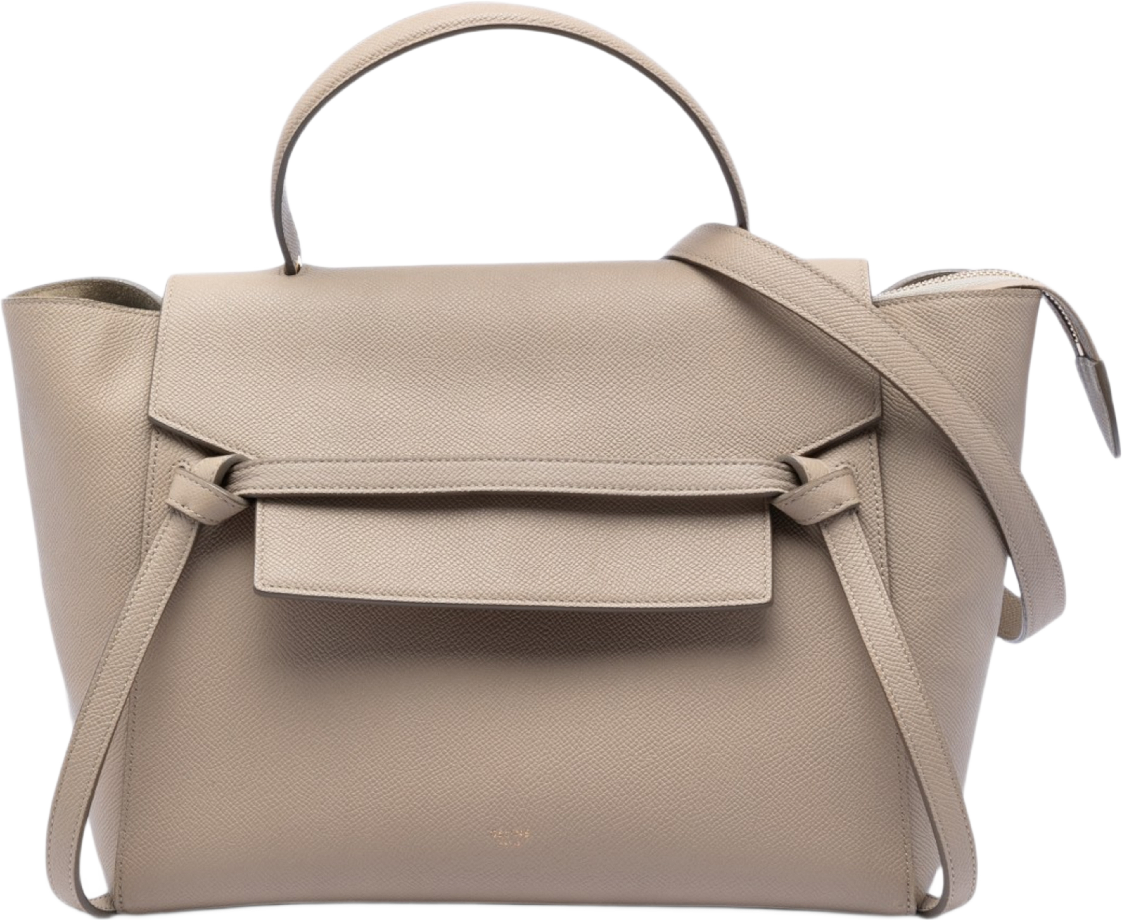 Celine Mini Grained Calfskin Belt Bag, från Luxclusif, i färgen beige. Klicka för att öppna bilden i stort format