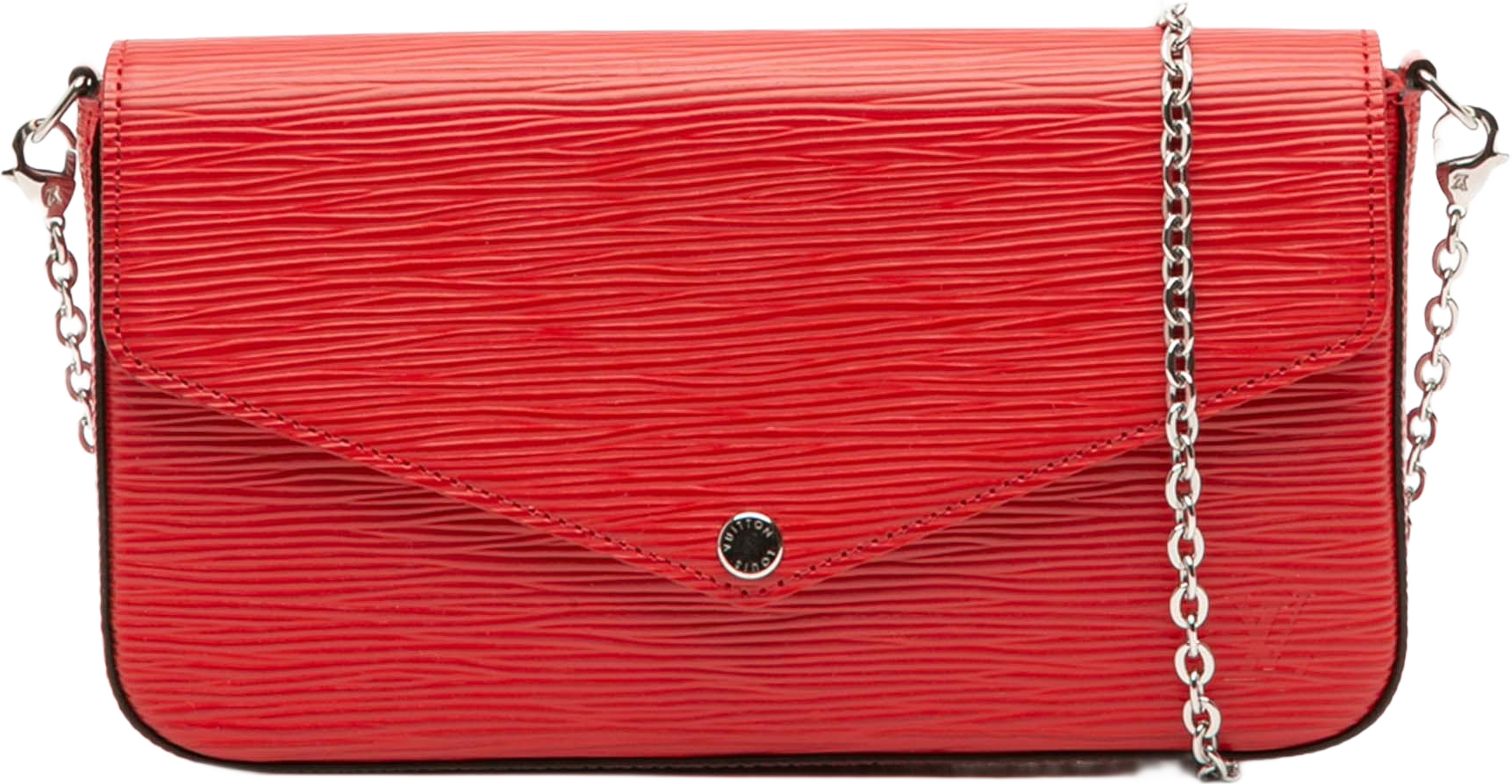 Louis Vuitton Epi Pochette Felicie, från Luxclusif, i färgen red. Klicka för att öppna bilden i stort format