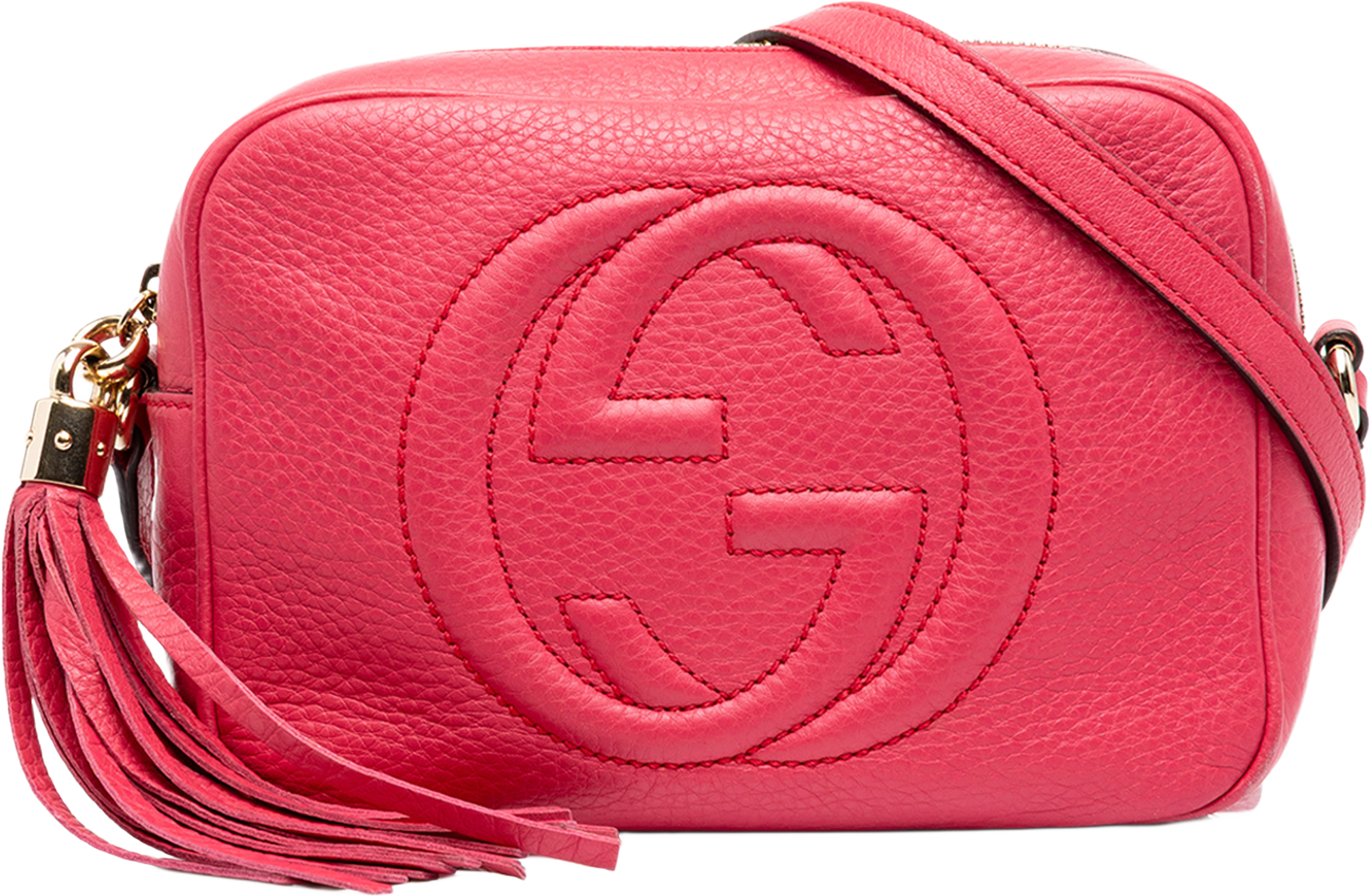 Gucci Calfskin Soho Disco Crossbody, från Luxclusif, i färgen rosa. Klicka för att öppna bilden i stort format