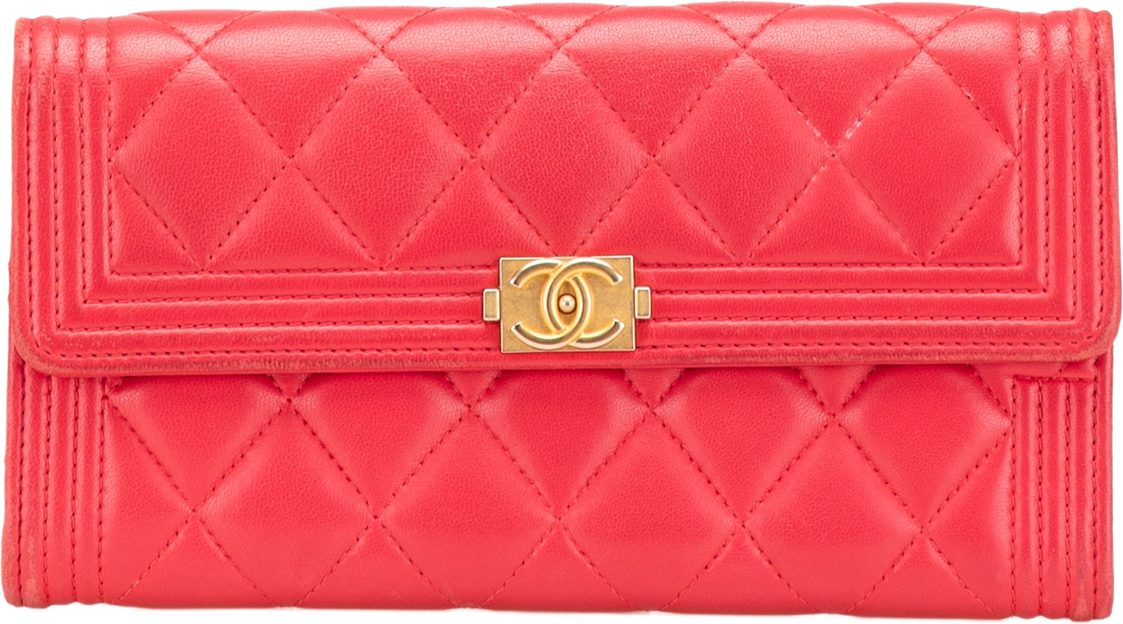 Chanel Cc Quilted Lambskin Boy Flap Wallet