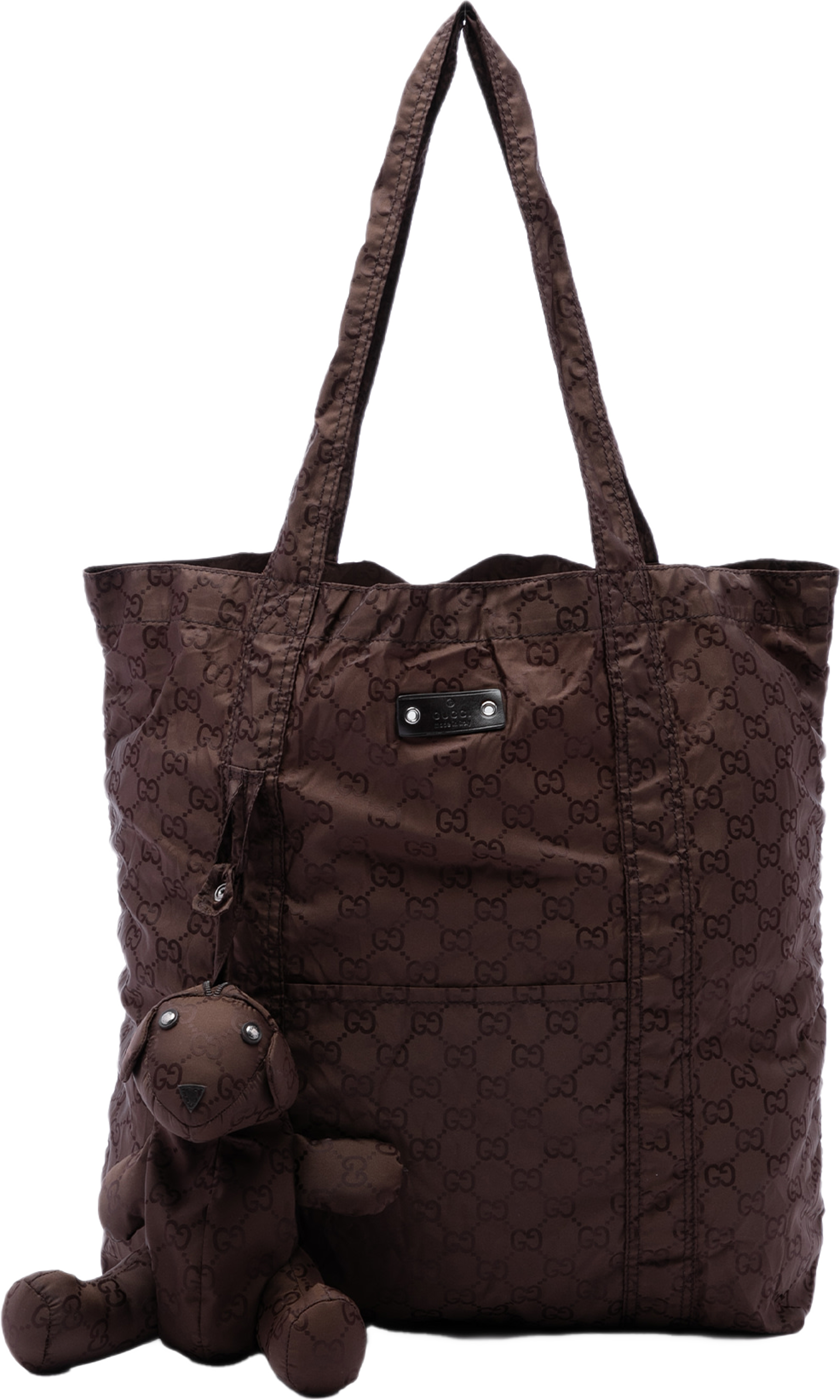 Gucci Gg Nylon Teddy Bear Folding Tote, från Luxclusif, i färgen brun. Klicka för att öppna bilden i stort format