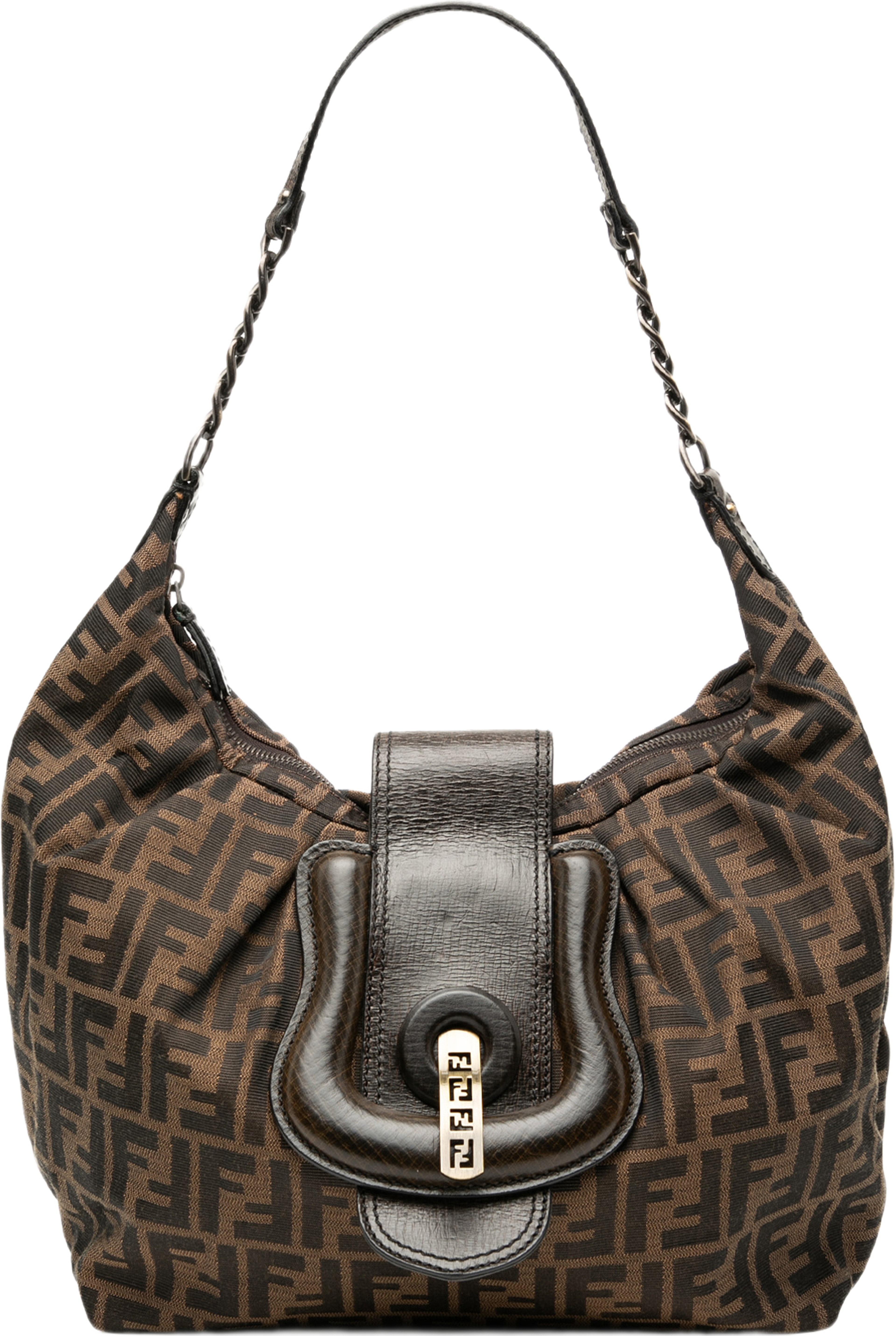 Fendi Zucca Canvas Borsa B Hobo, från Luxclusif, i färgen brown. Klicka för att öppna bilden i stort format